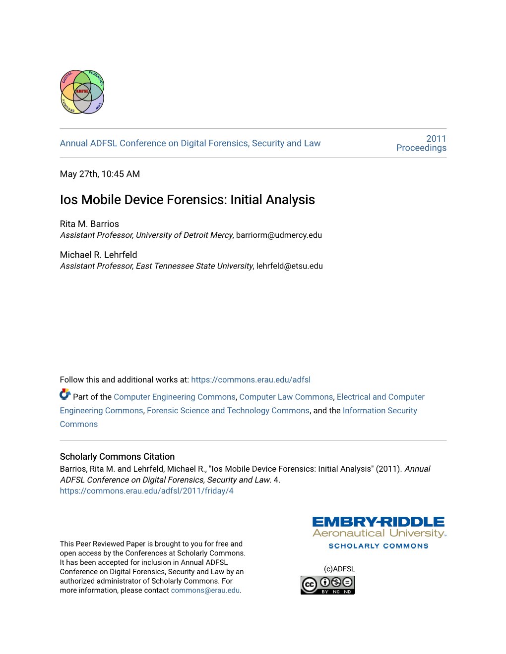 Ios Mobile Device Forensics: Initial Analysis