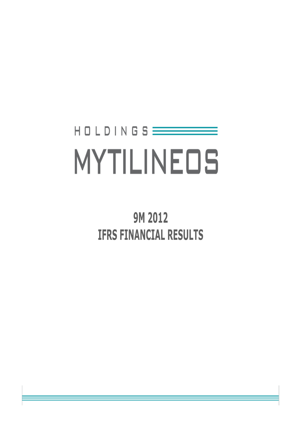 9M 2012 Ifrs Financial Results Disclaimer