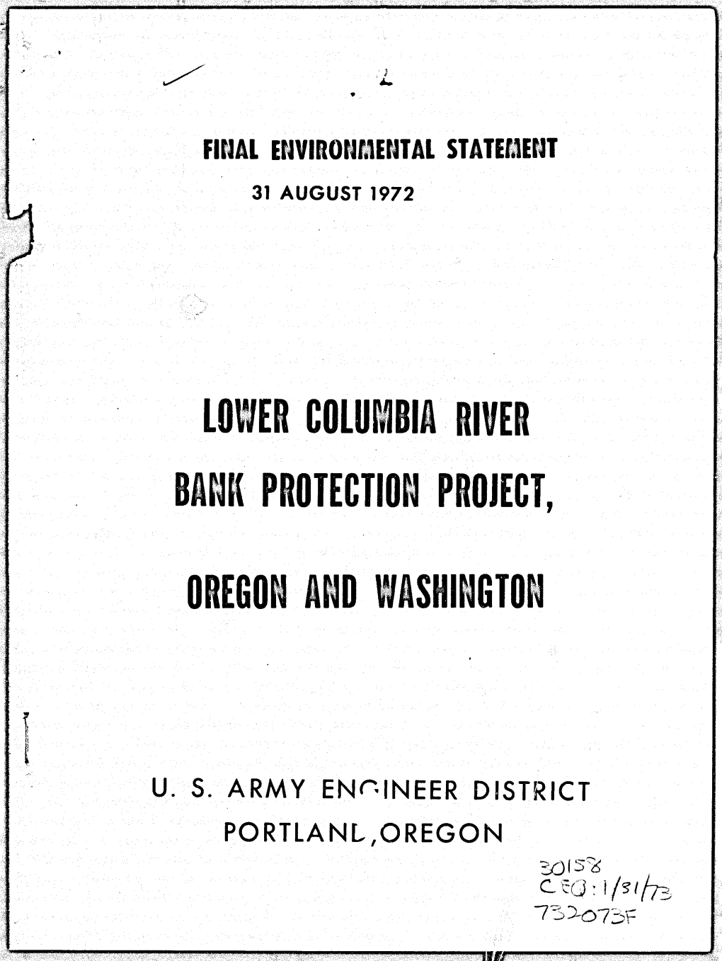 Lower Columbia River Bank Protection Project, Oregon and Washington