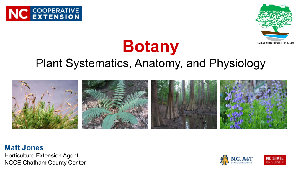 Botany Plant Systematics, Anatomy, and Physiology