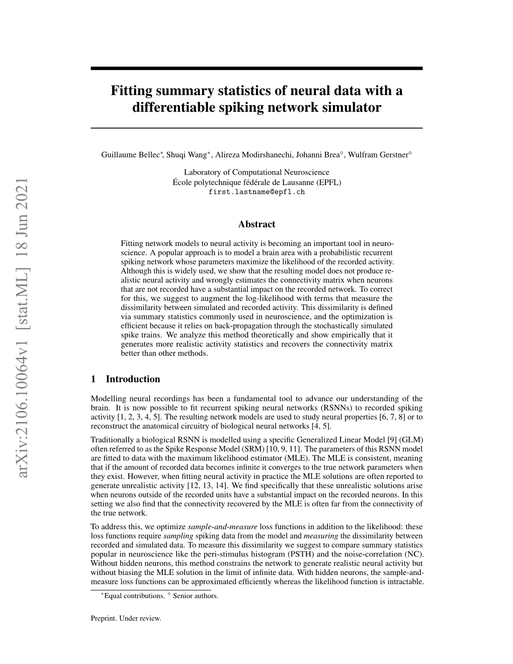 Fitting Summary Statistics of Neural Data with a Differentiable Spiking Network Simulator