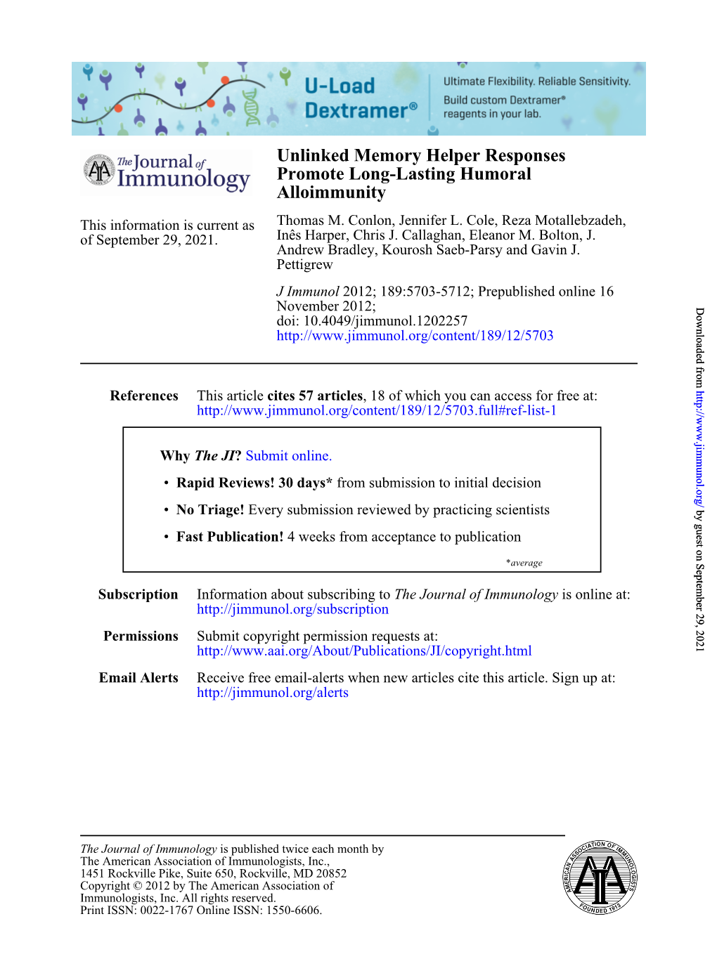 Alloimmunity Promote Long-Lasting Humoral Unlinked Memory Helper