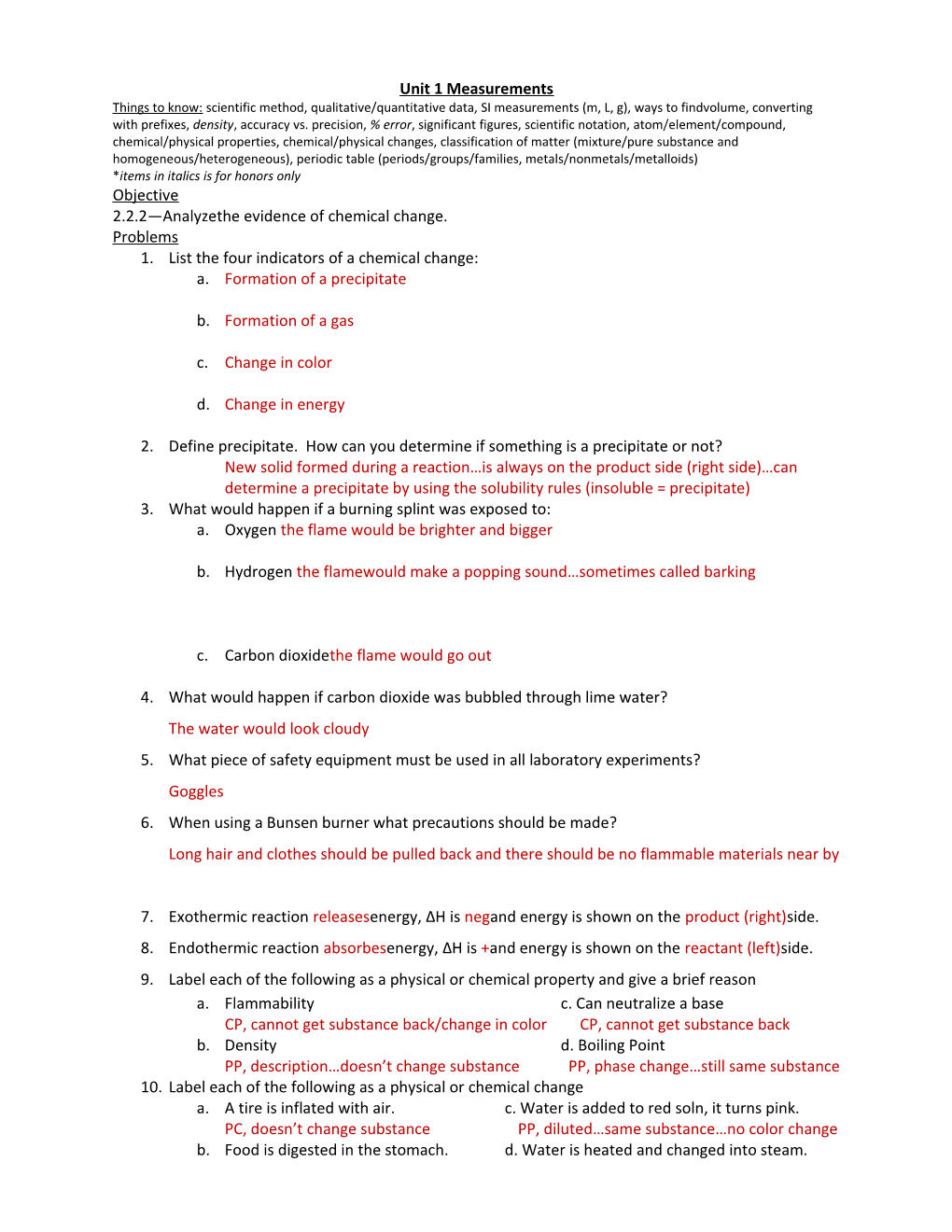 Unit 1 Measurements