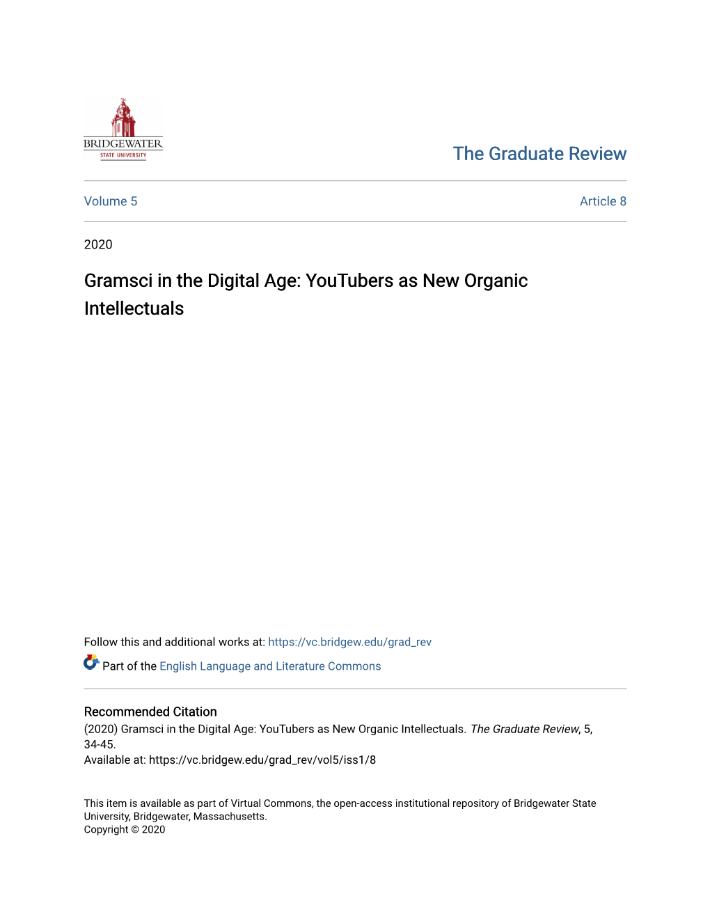 Gramsci in the Digital Age: Youtubers As New Organic Intellectuals