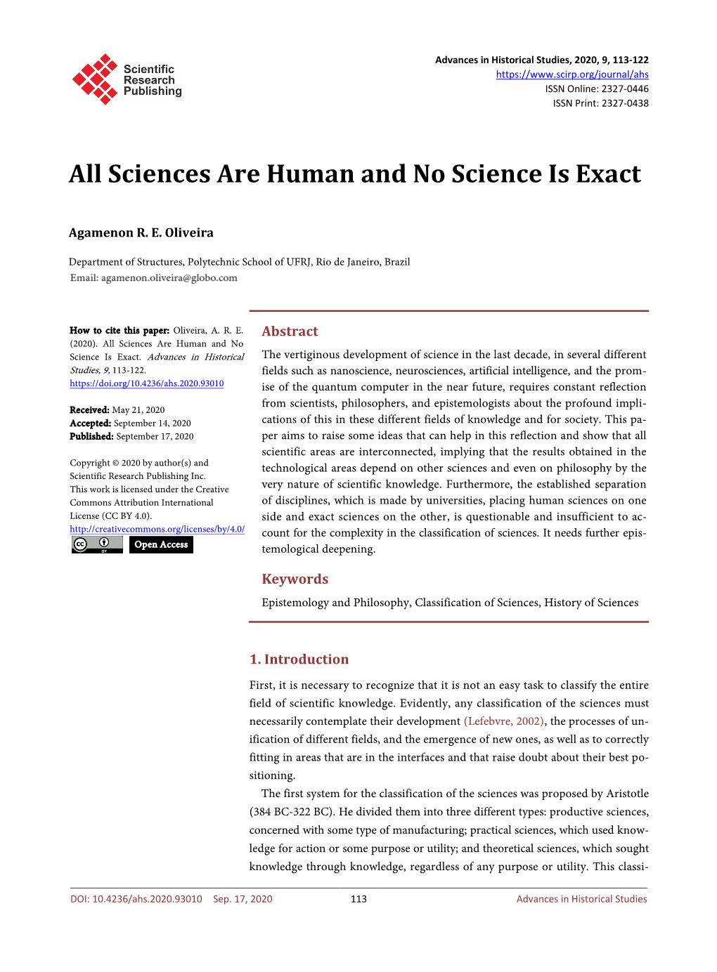 Sciences Are Human and No Science Is Exact