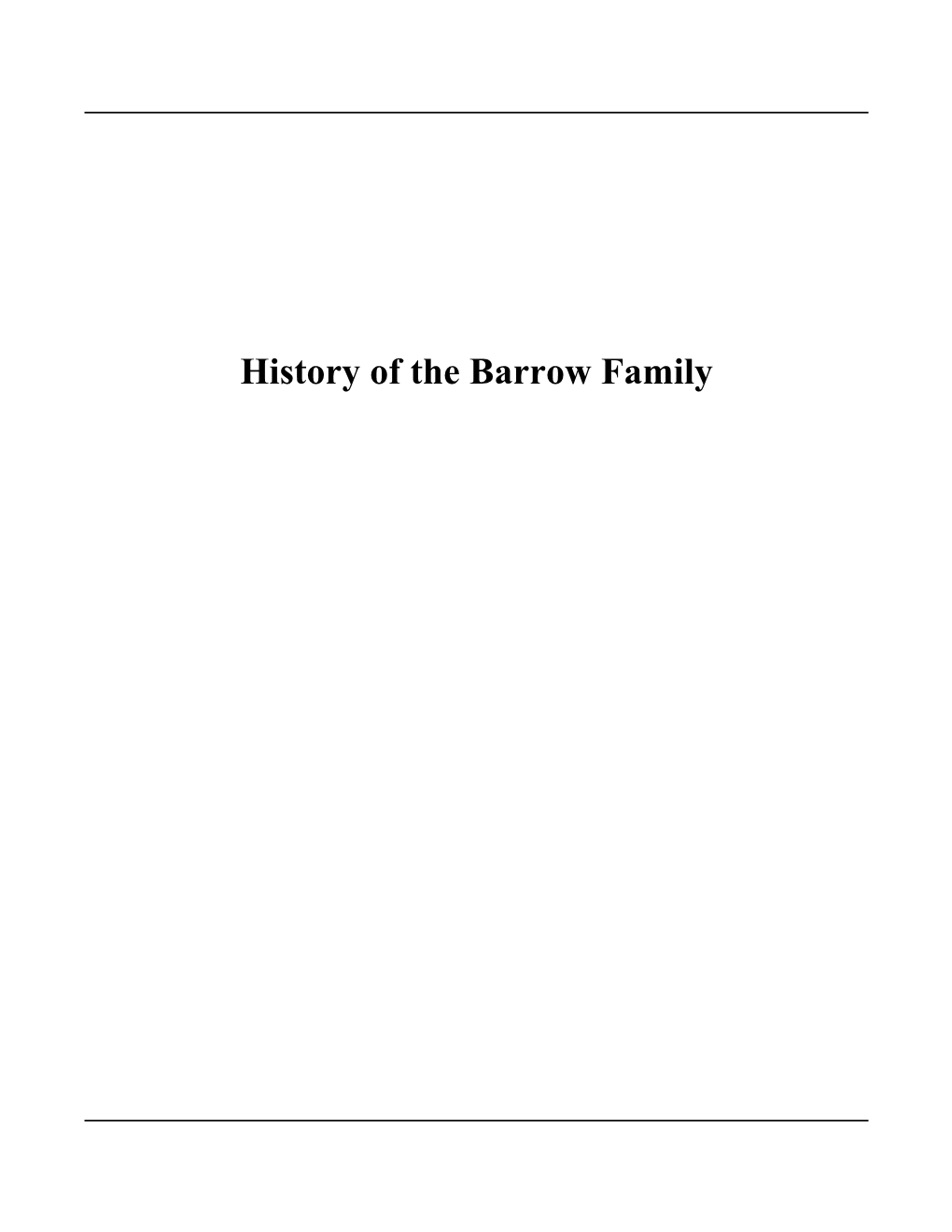 History of the Barrow Family Contents