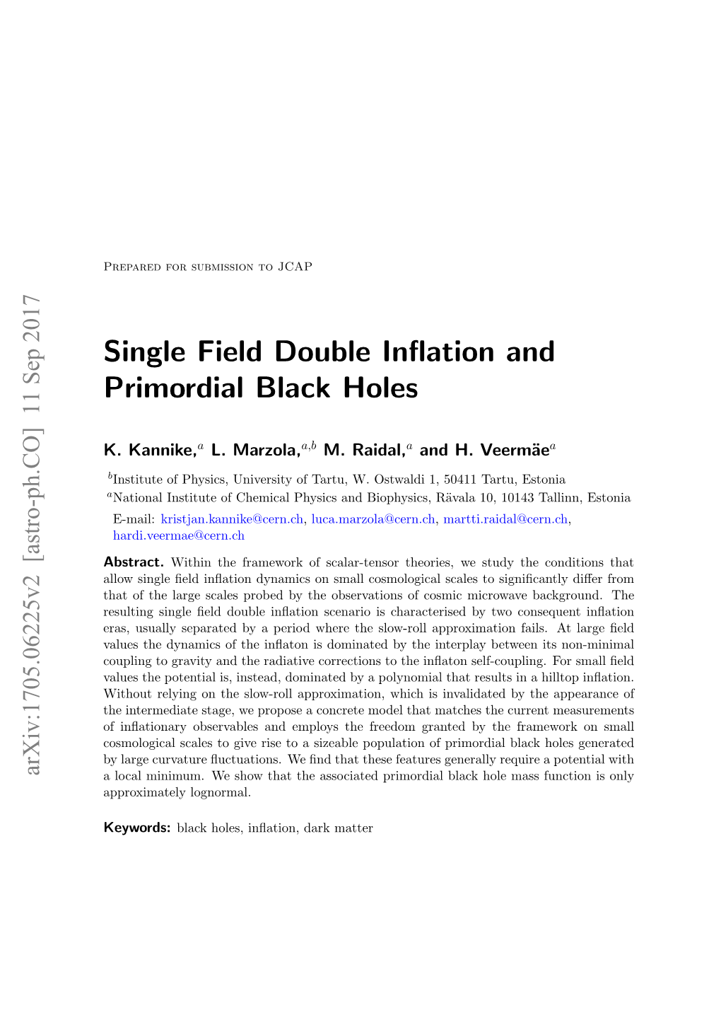 Single Field Double Inflation and Primordial Black Holes