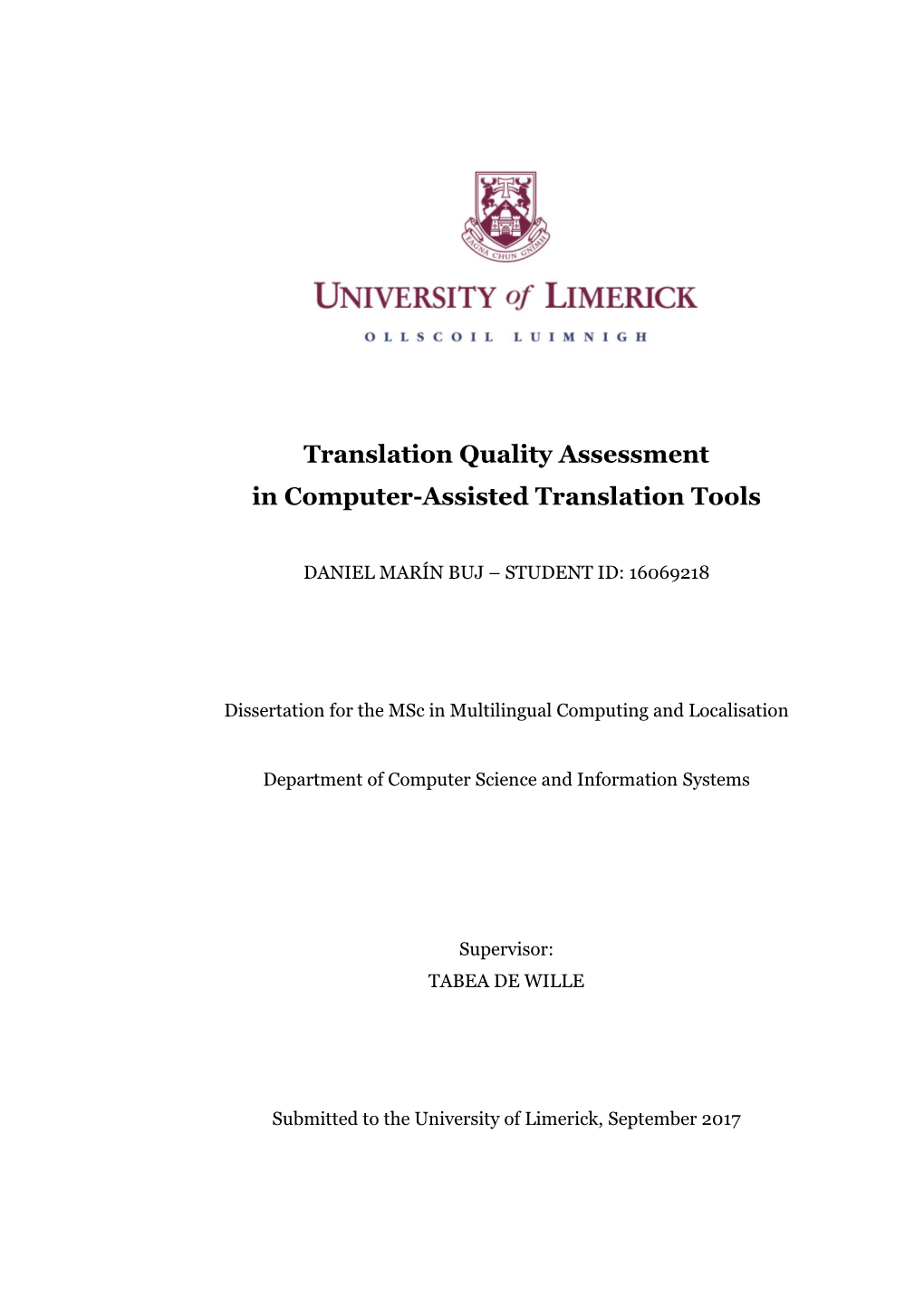 Translation Quality Assessment in Computer-Assisted Translation Tools
