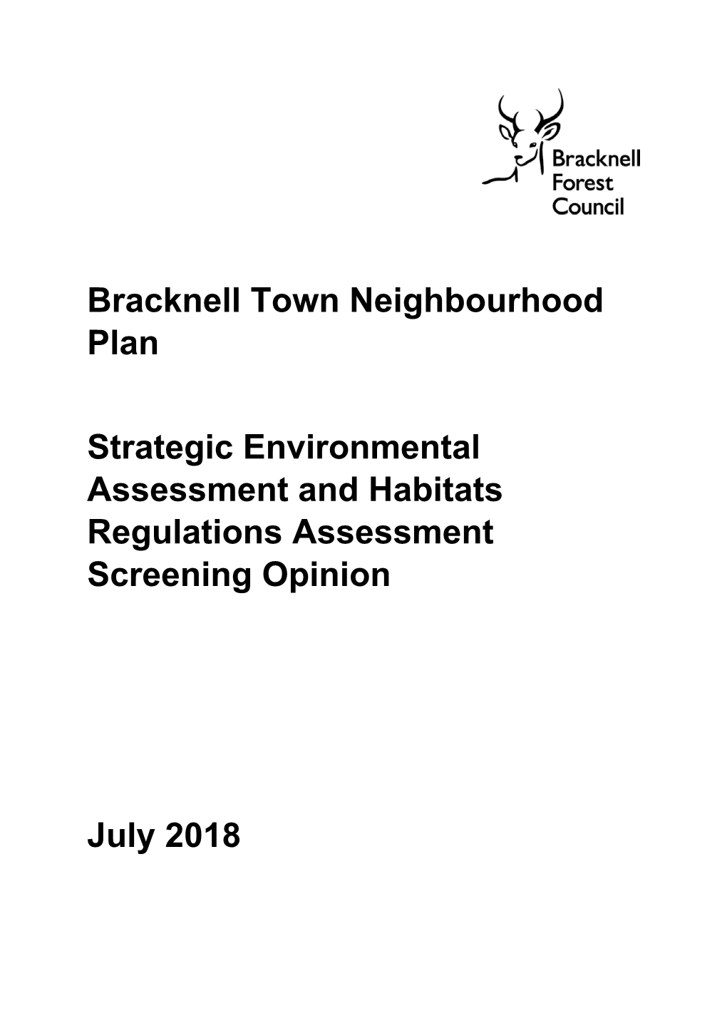 Bracknell Town Neighbourhood Plan Screening Decision