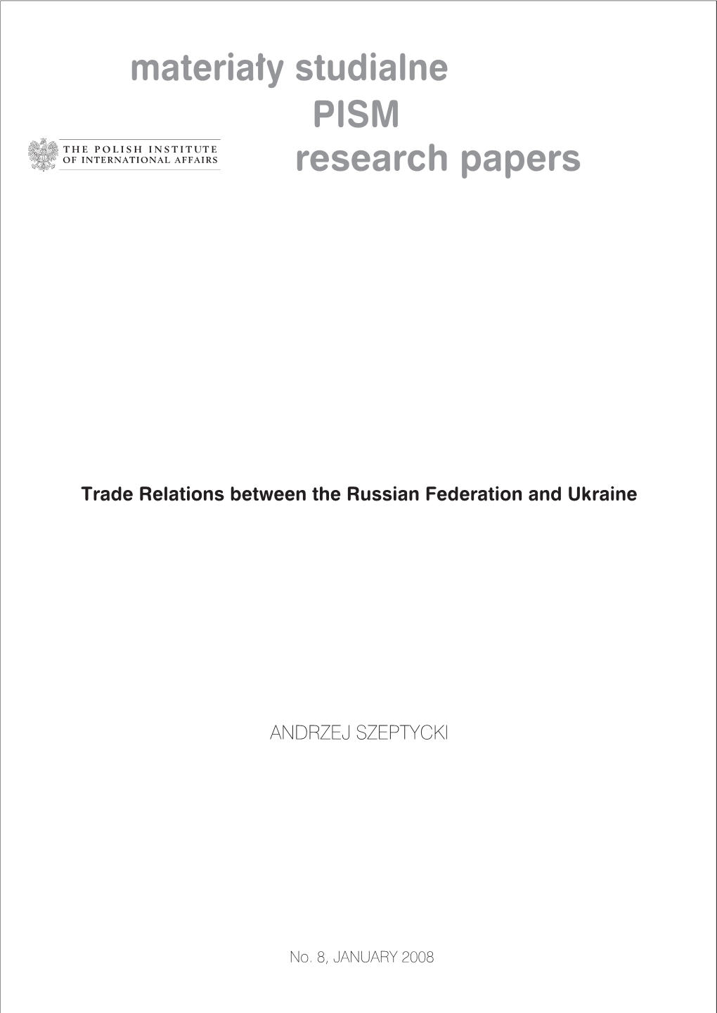 Trade Relations Between the Russian Federation and Ukraine