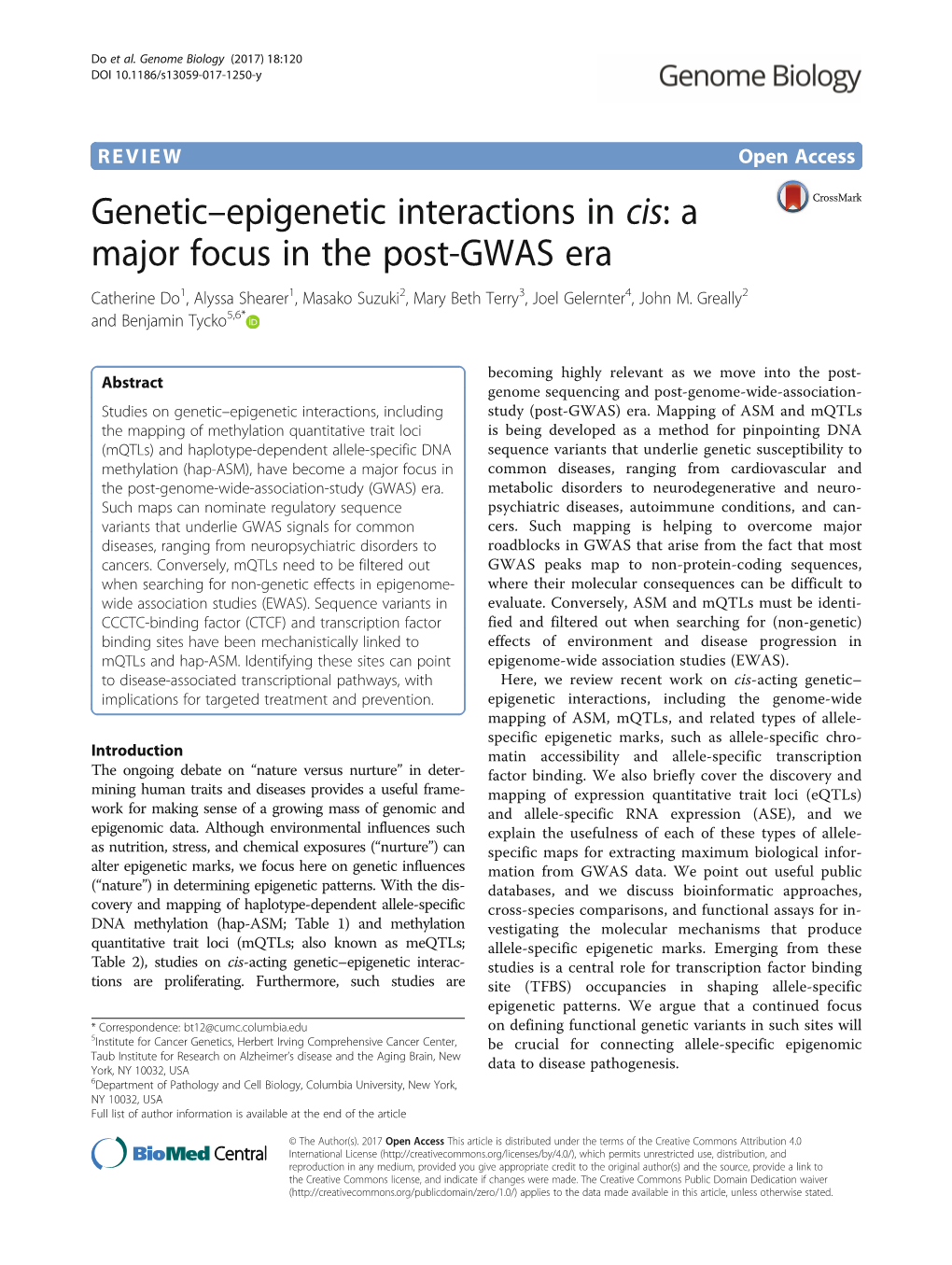 Genetic–Epigenetic Interactions in Cis: a Major Focus In