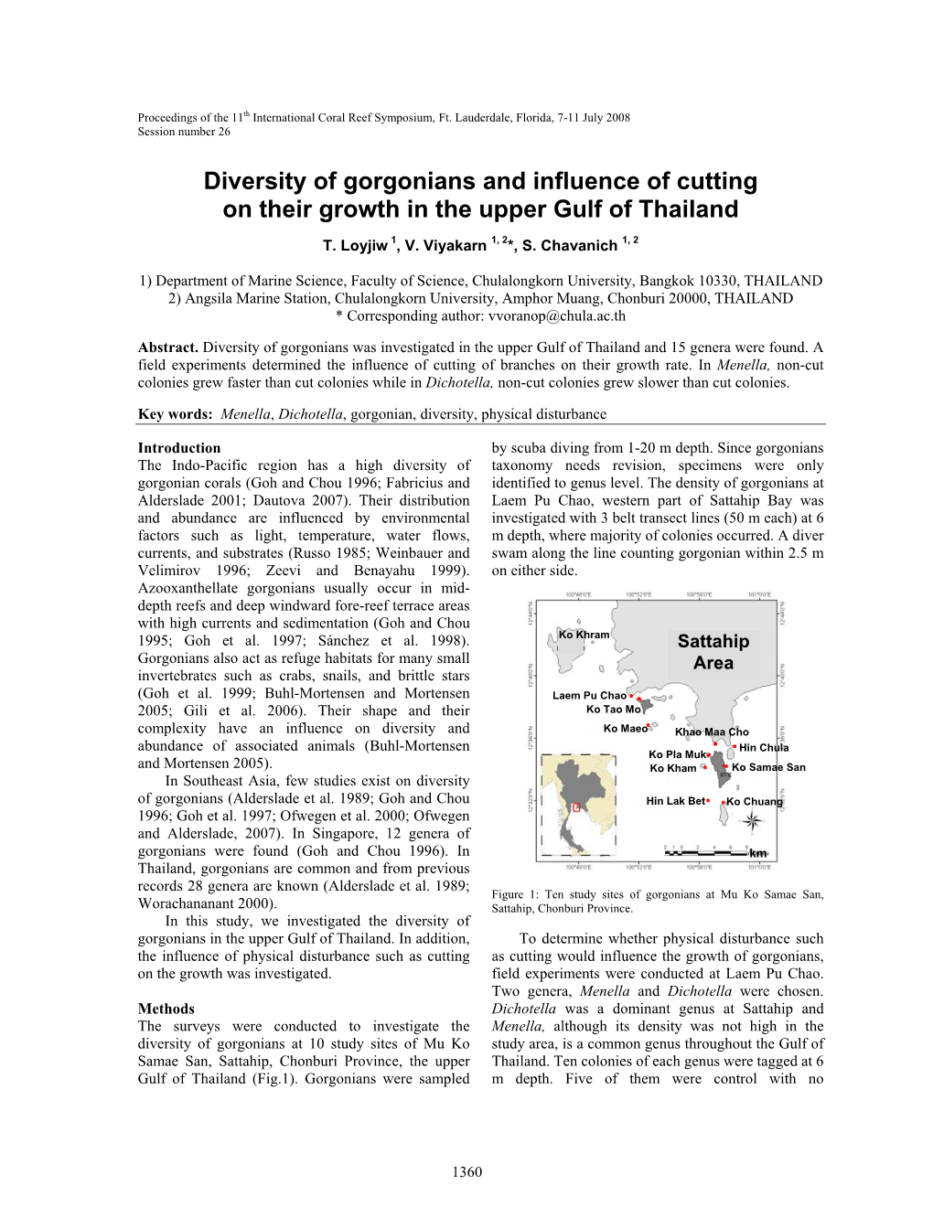 Diversity of Gorgonians and Influence of Cutting on Their Growth in the Upper Gulf of Thailand