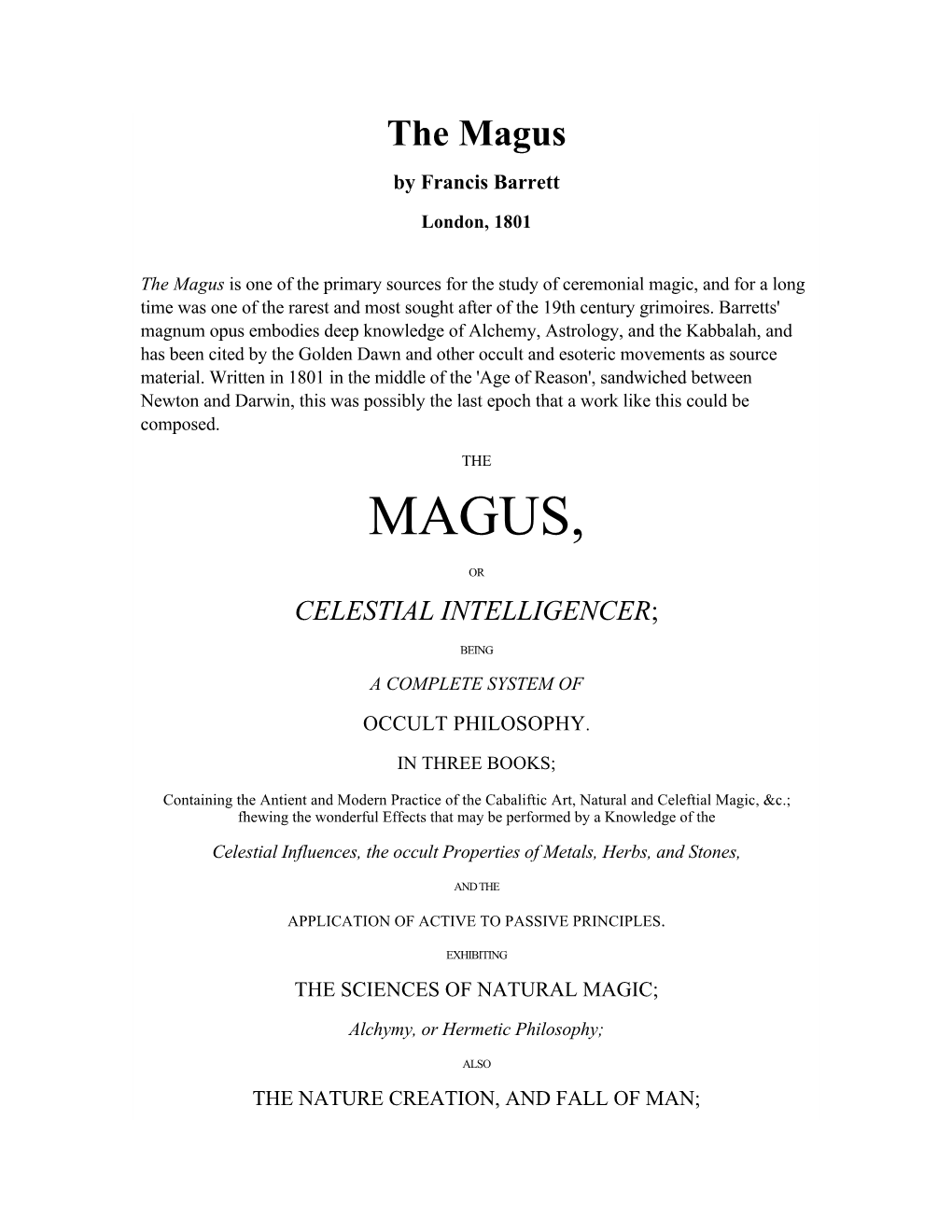 The Magus by Francis Barrett