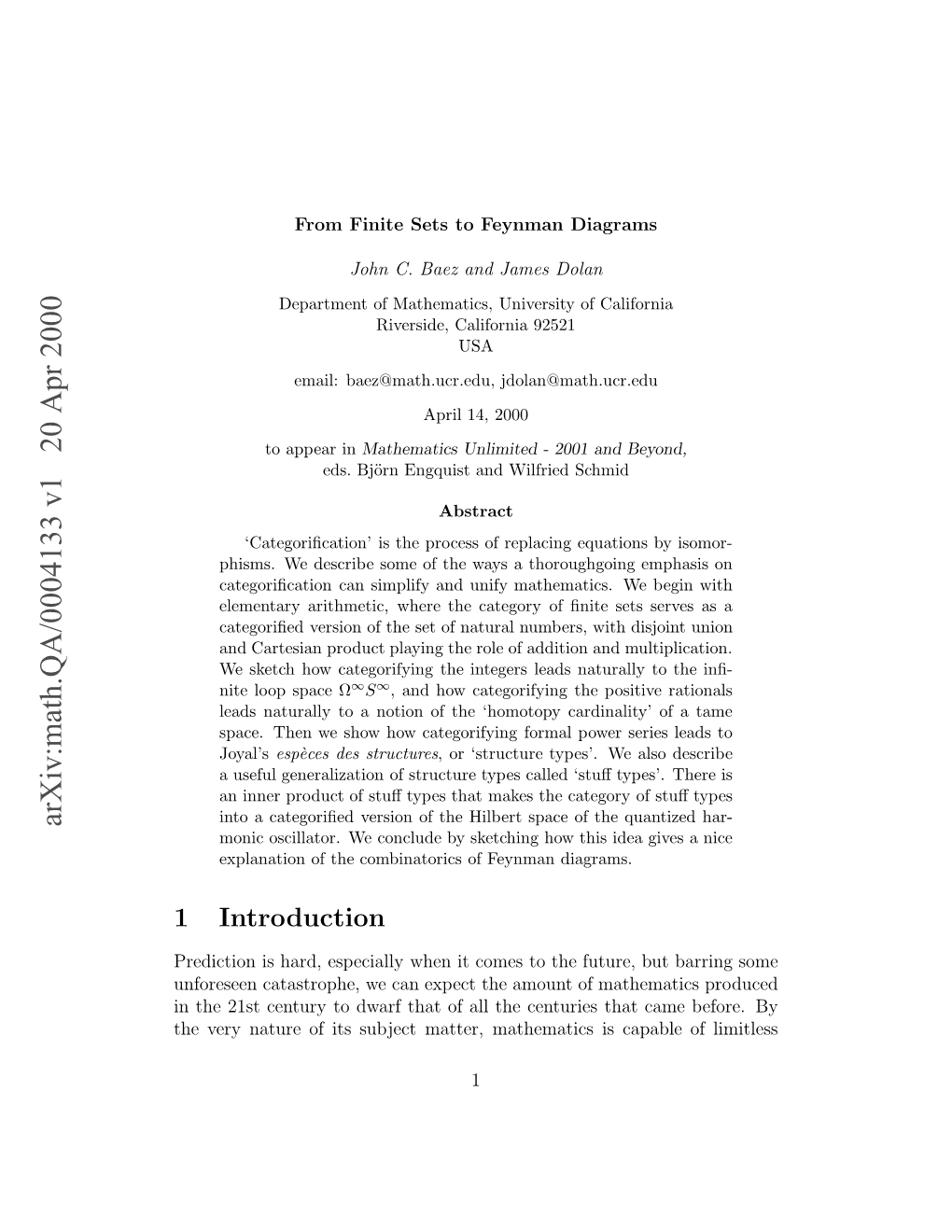 Arxiv:Math.QA/0004133 V1 20 Apr 2000