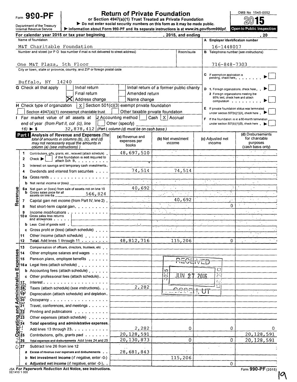 99±0 PF Return of Private Foundation JUN 9, 1