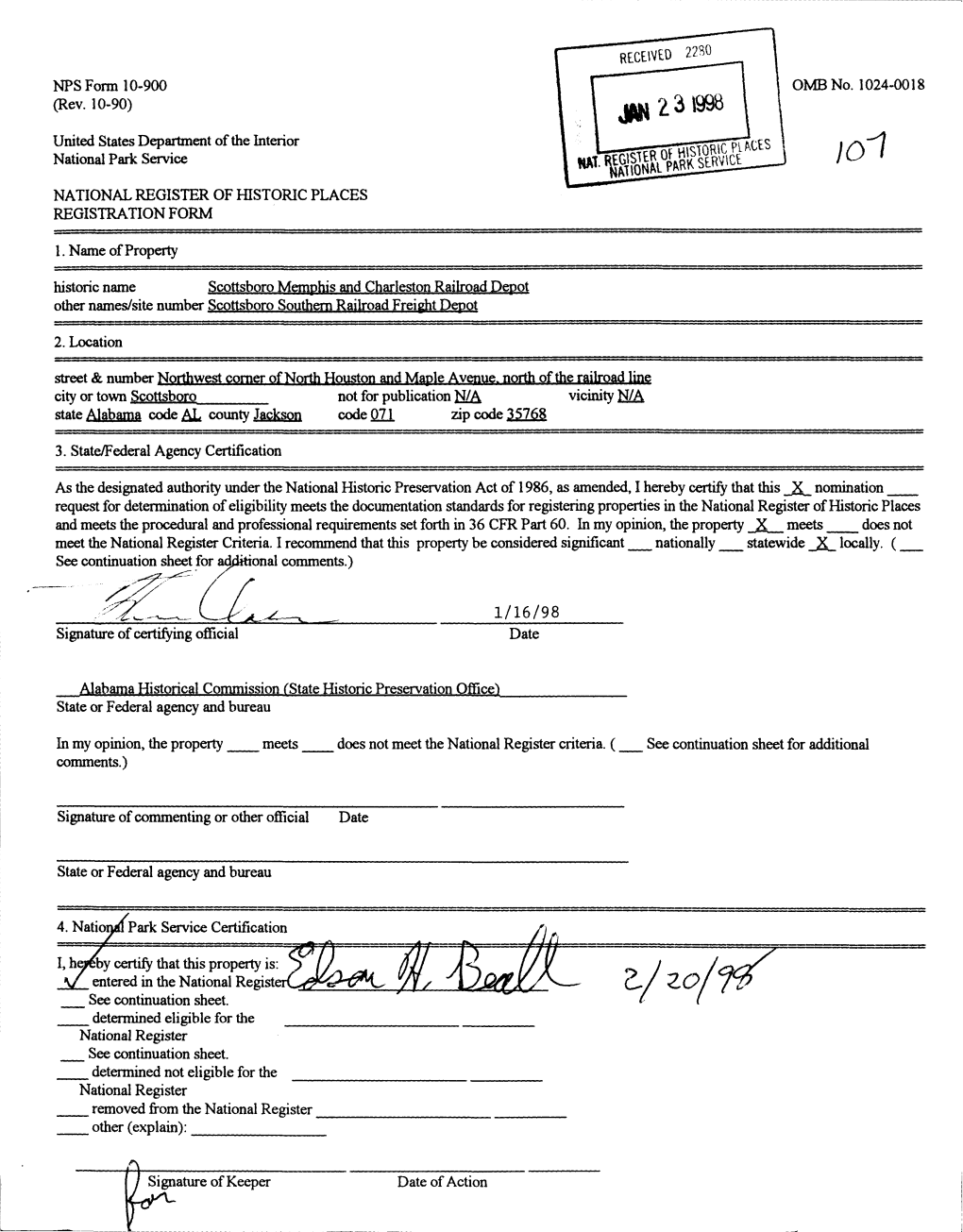 1/16/98 Signature of Certifying Official Date