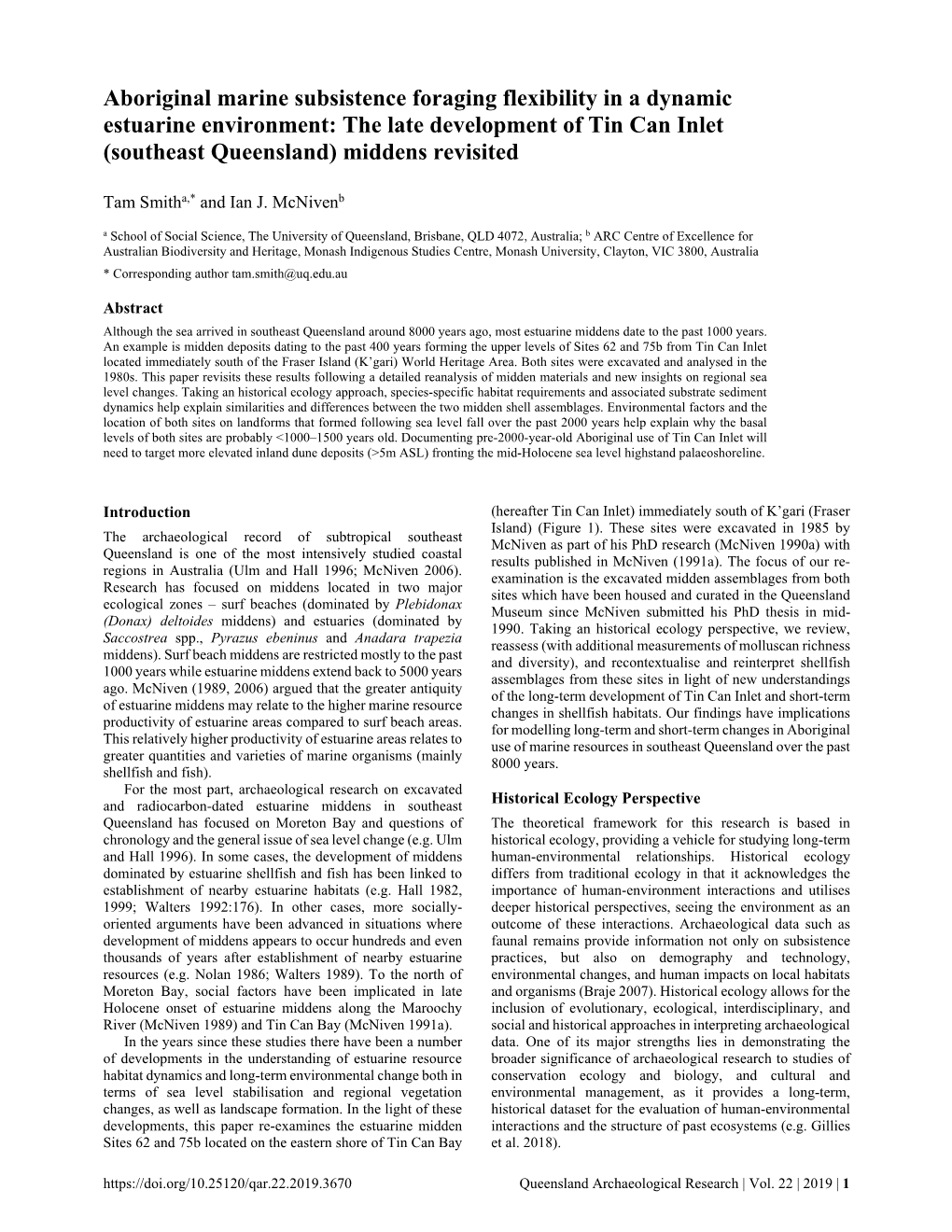 The Late Development of Tin Can Inlet (Southeast Queensland) Middens Revisited