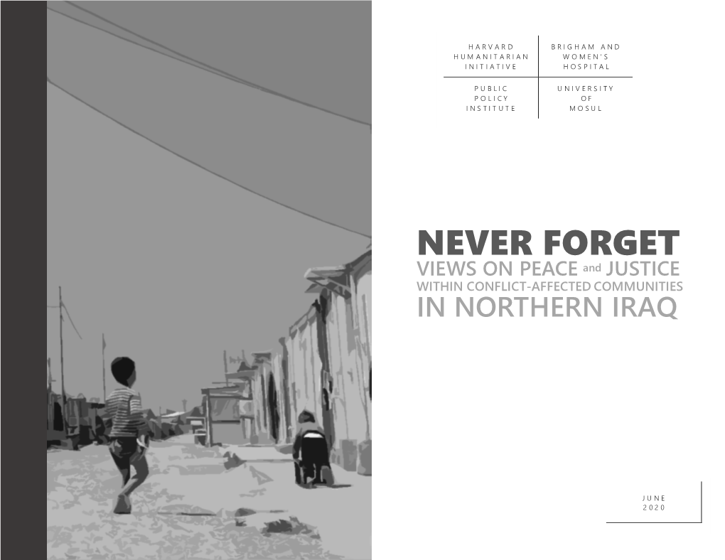 NEVER FORGET VIEWS on PEACE and JUSTICE WITHIN CONFLICT-AFFECTED COMMUNITIES in NORTHERN IRAQ