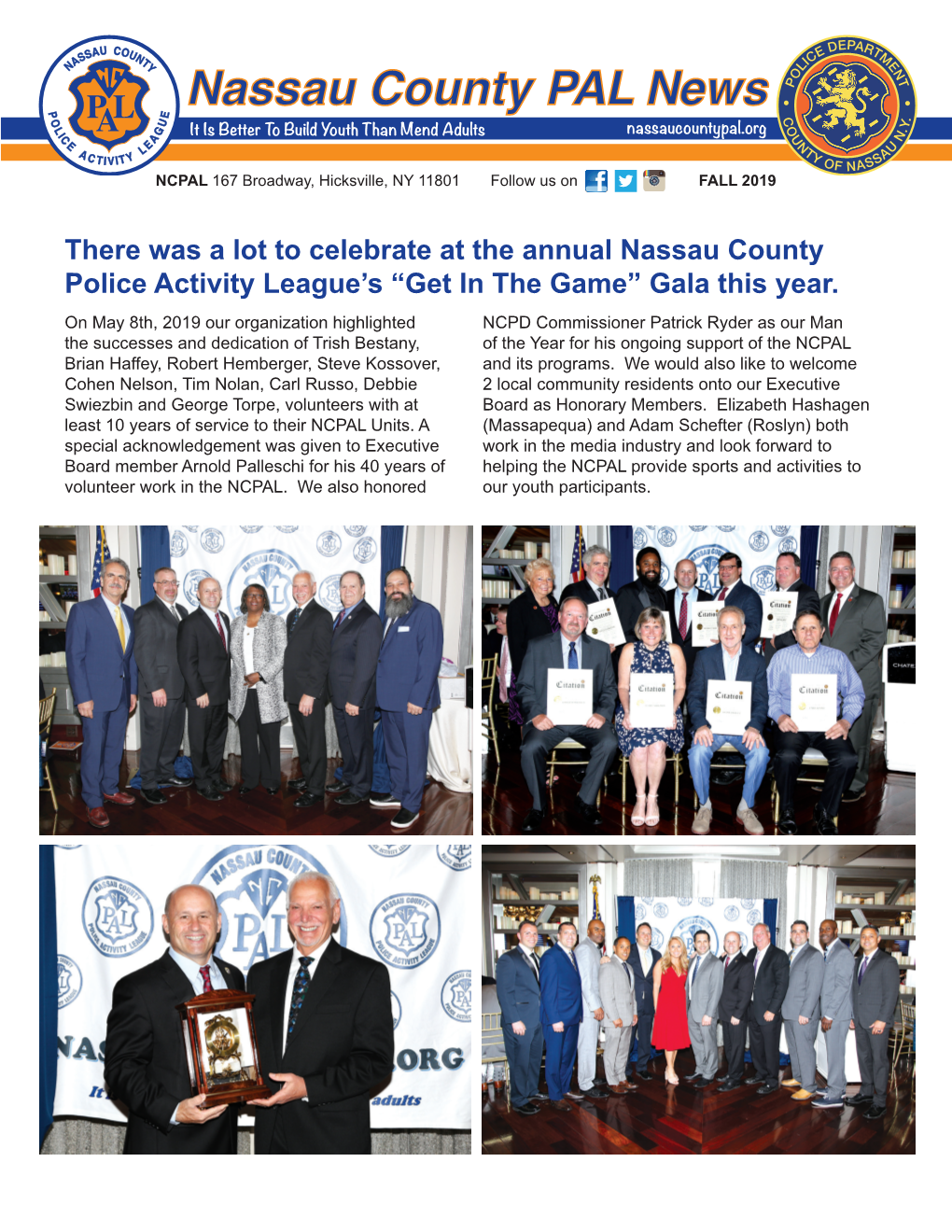 There Was a Lot to Celebrate at the Annual Nassau County Police Activity League’S “Get in the Game” Gala This Year