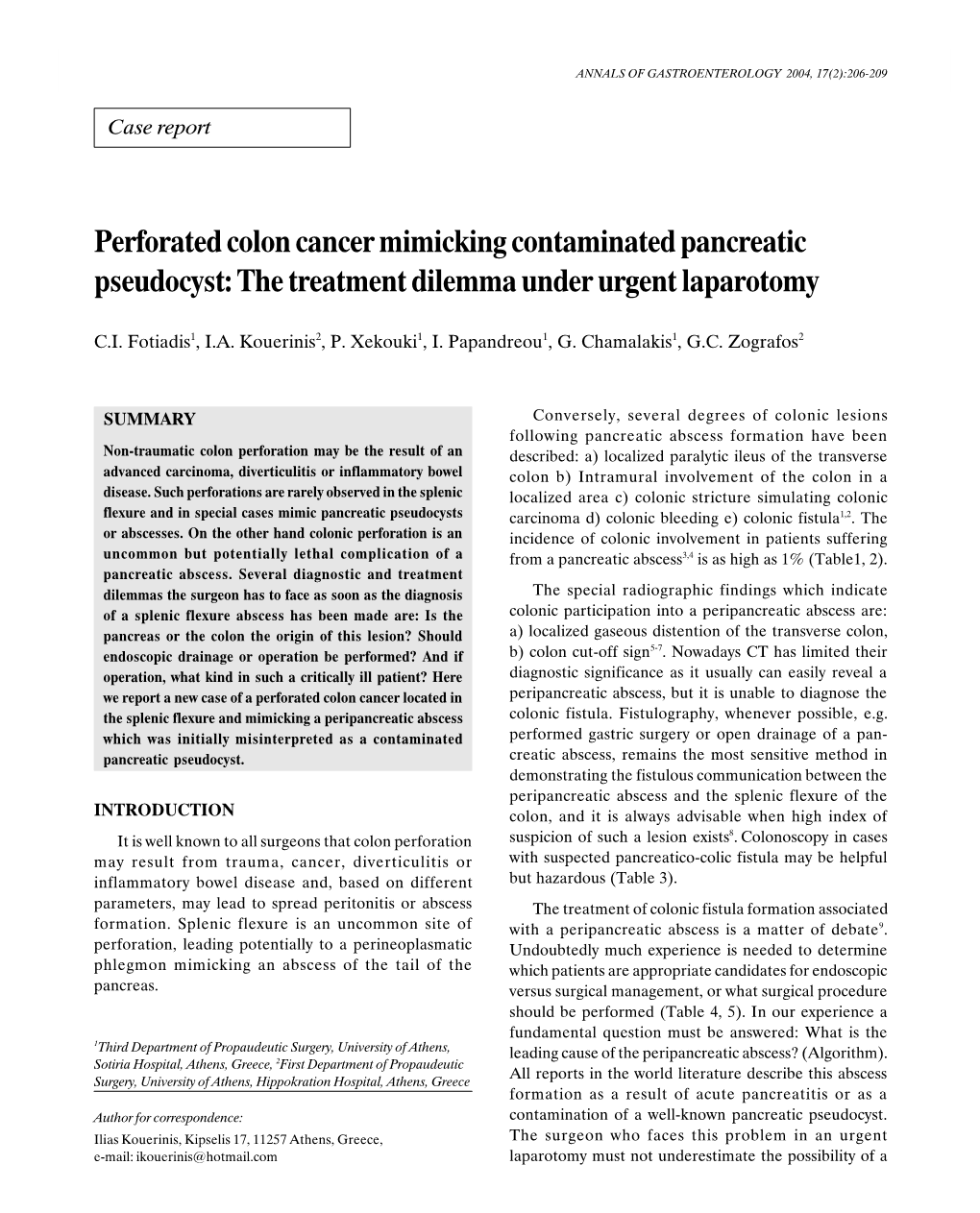 Perforated Colon Cancer Mimicking Contaminated Pancreatic Pseudocyst: the Treatment Dilemma Under Urgent Laparotomy