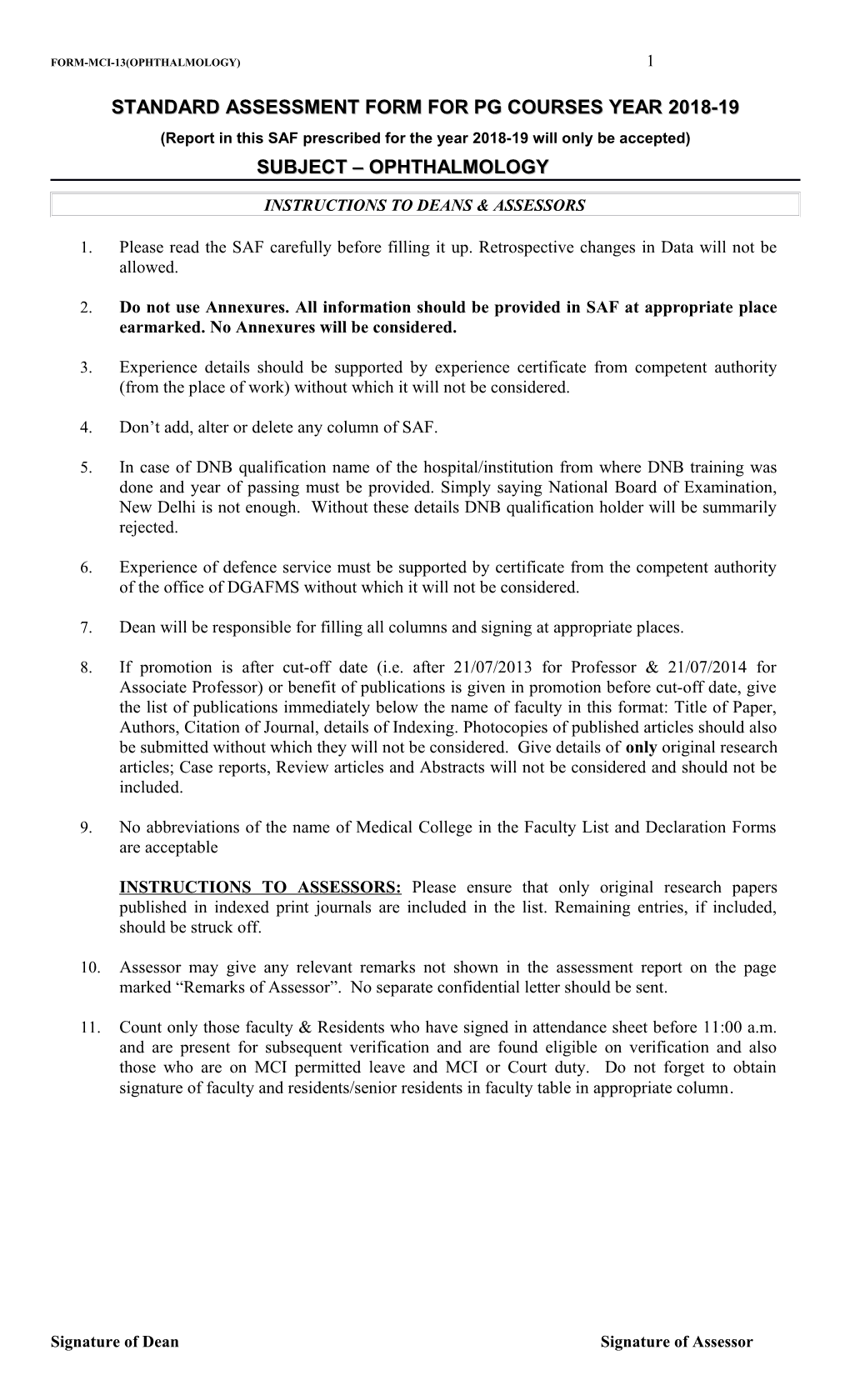 Standard Assessment Form for Pg Courses Year 2018-19 s1