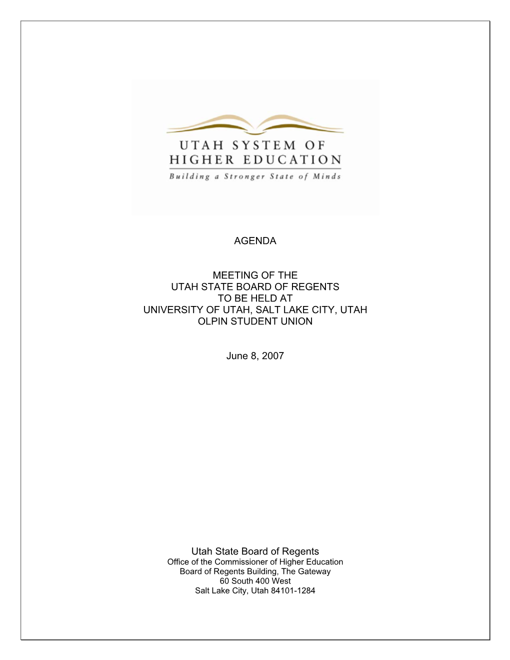 2007-06-08 Agenda