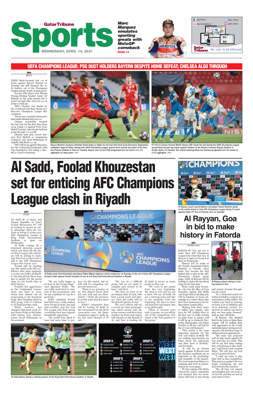 Al Sadd, Foolad Khouzestan Set for Enticing AFC Champions League Clash in Riyadh