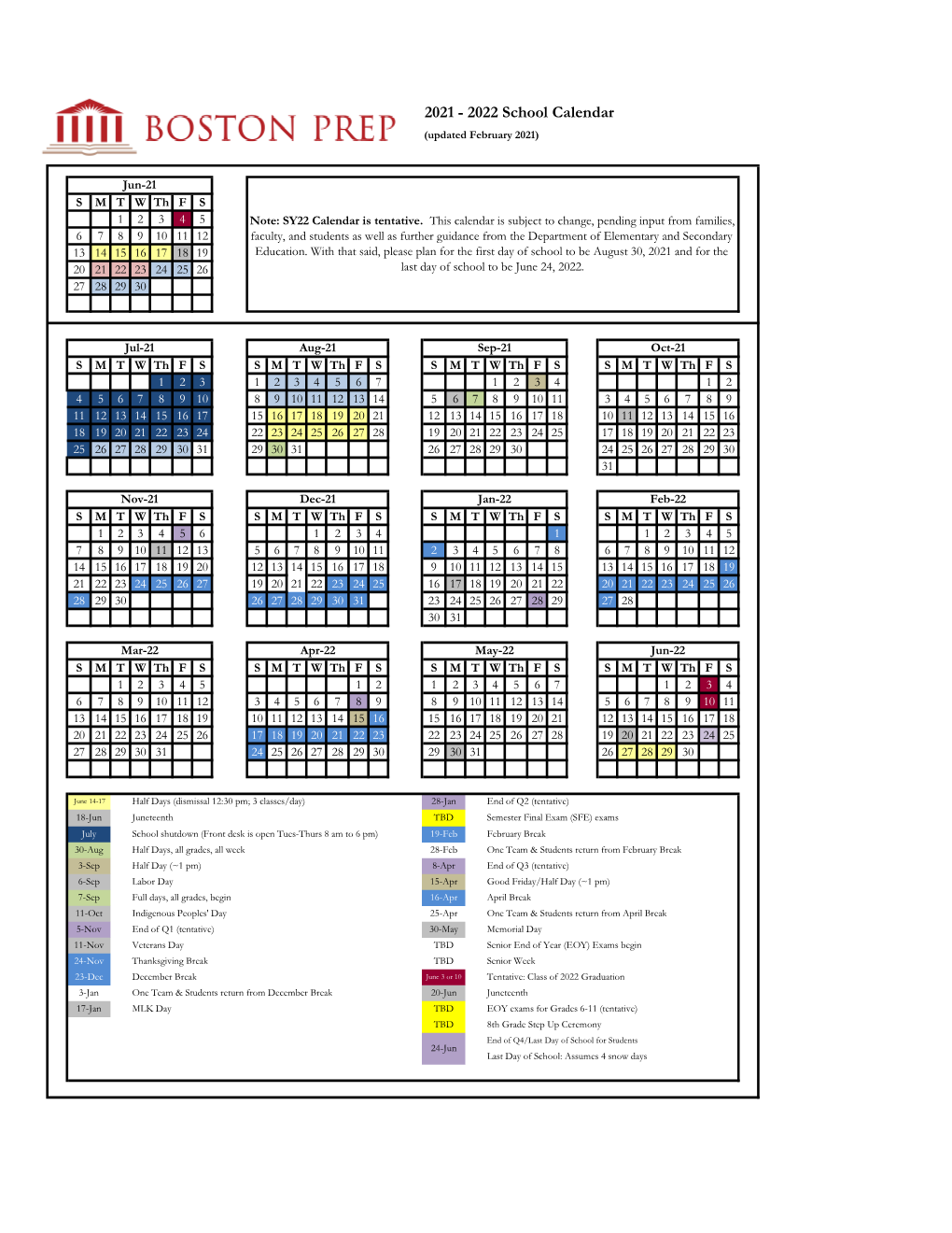 SY22 Calendar for Families.Xlsx