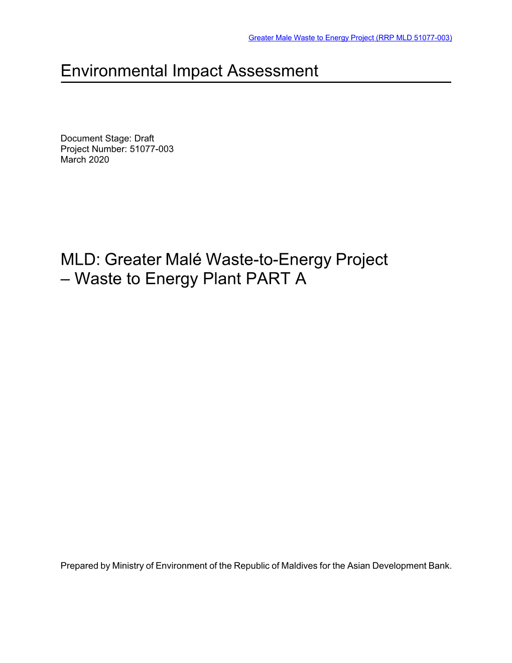 Environmental Impact Assessment MLD: Greater Malé Waste-To