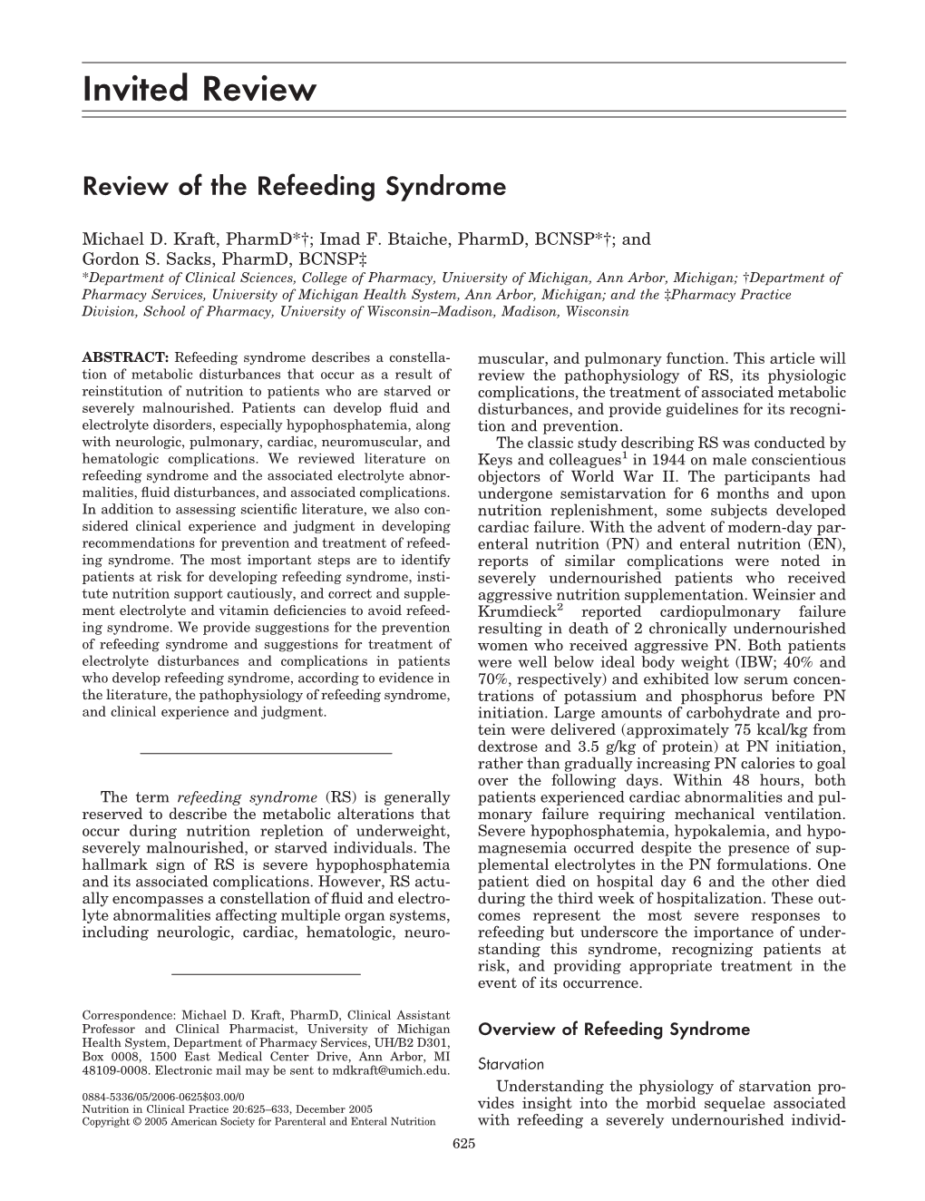 Review of the Refeeding Syndrome