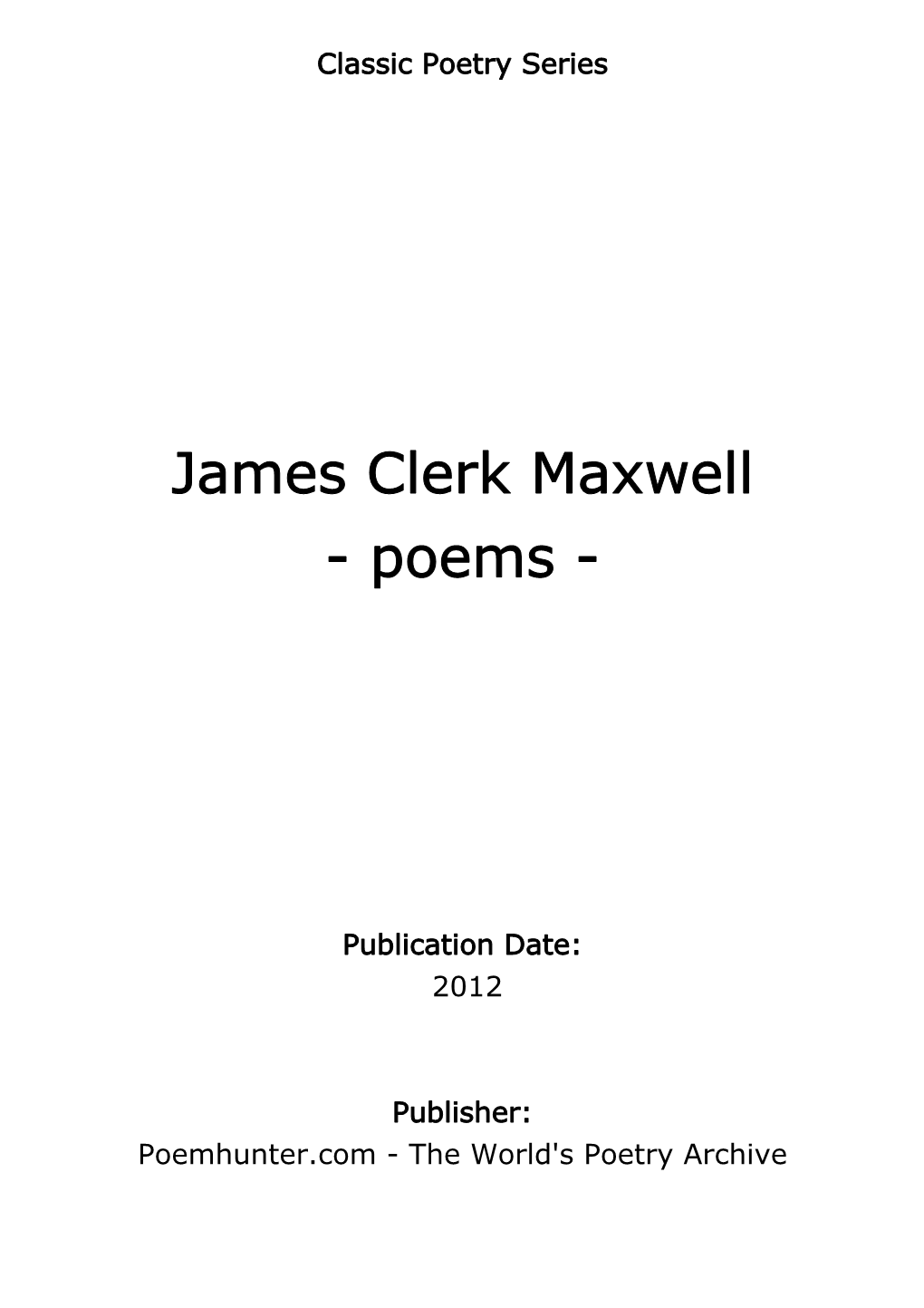 James Clerk Maxwell - Poems