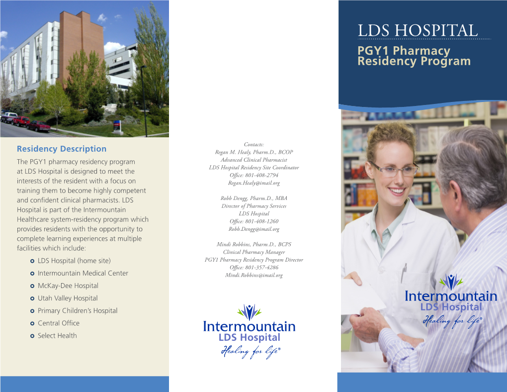 LDS HOSPITAL PGY1 Pharmacy Residency Program