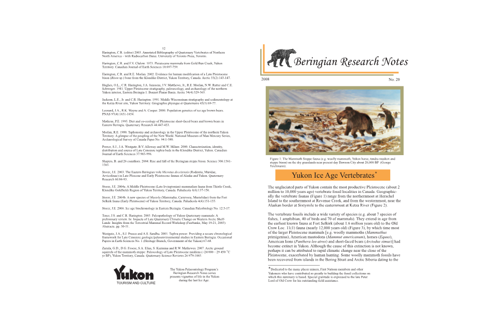 Yukon Ice Age Vertebrates Research 60:84-93