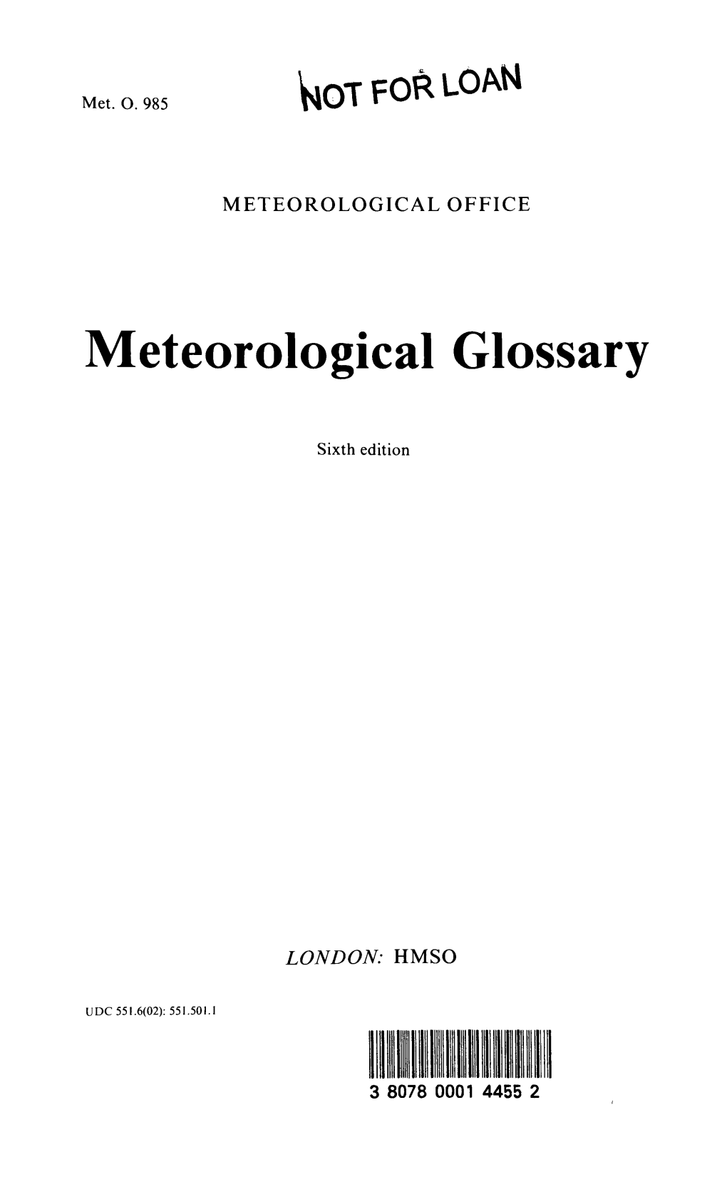 Meteorological Glossary