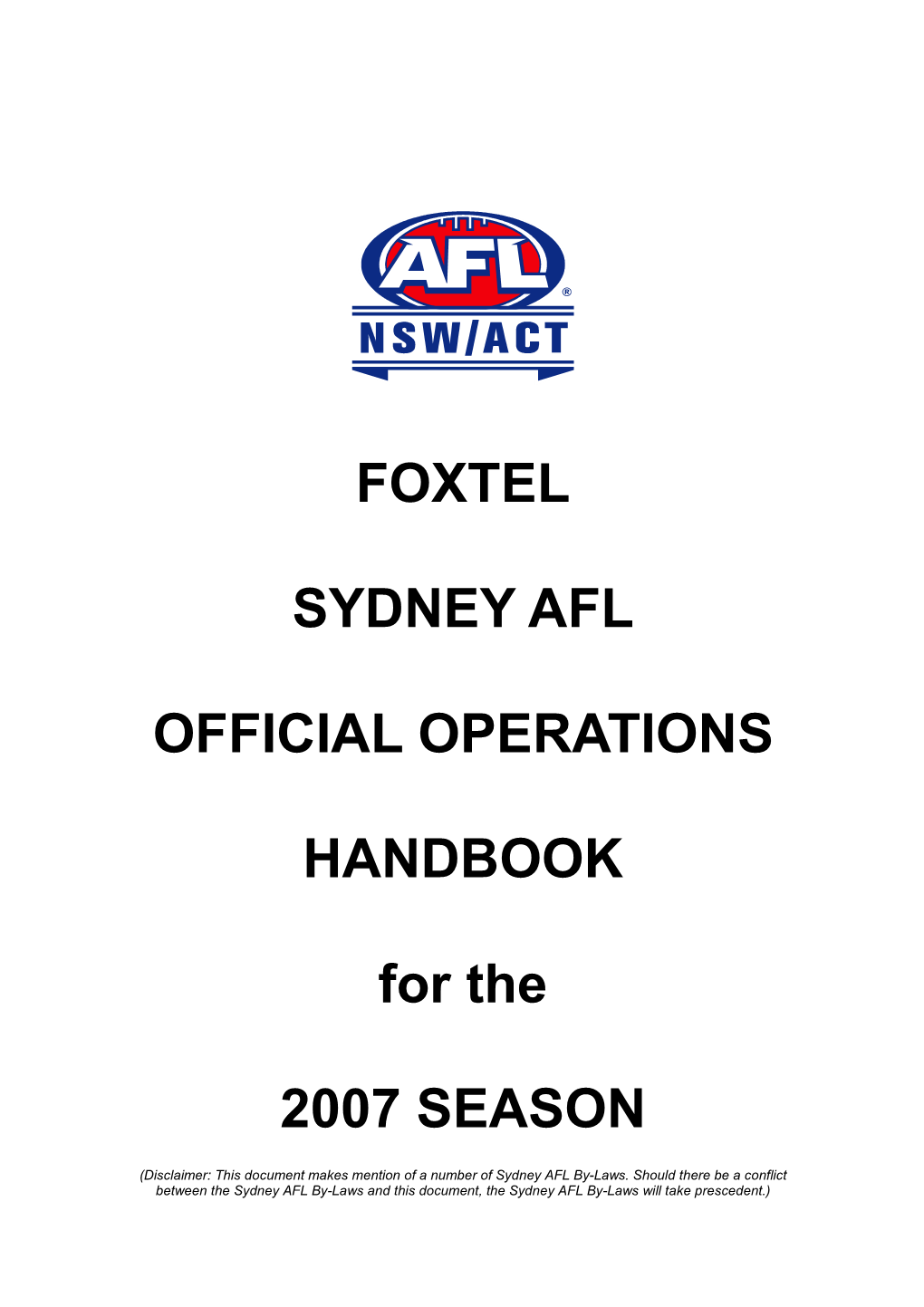 2007 Sydney AFL Operations Handbook