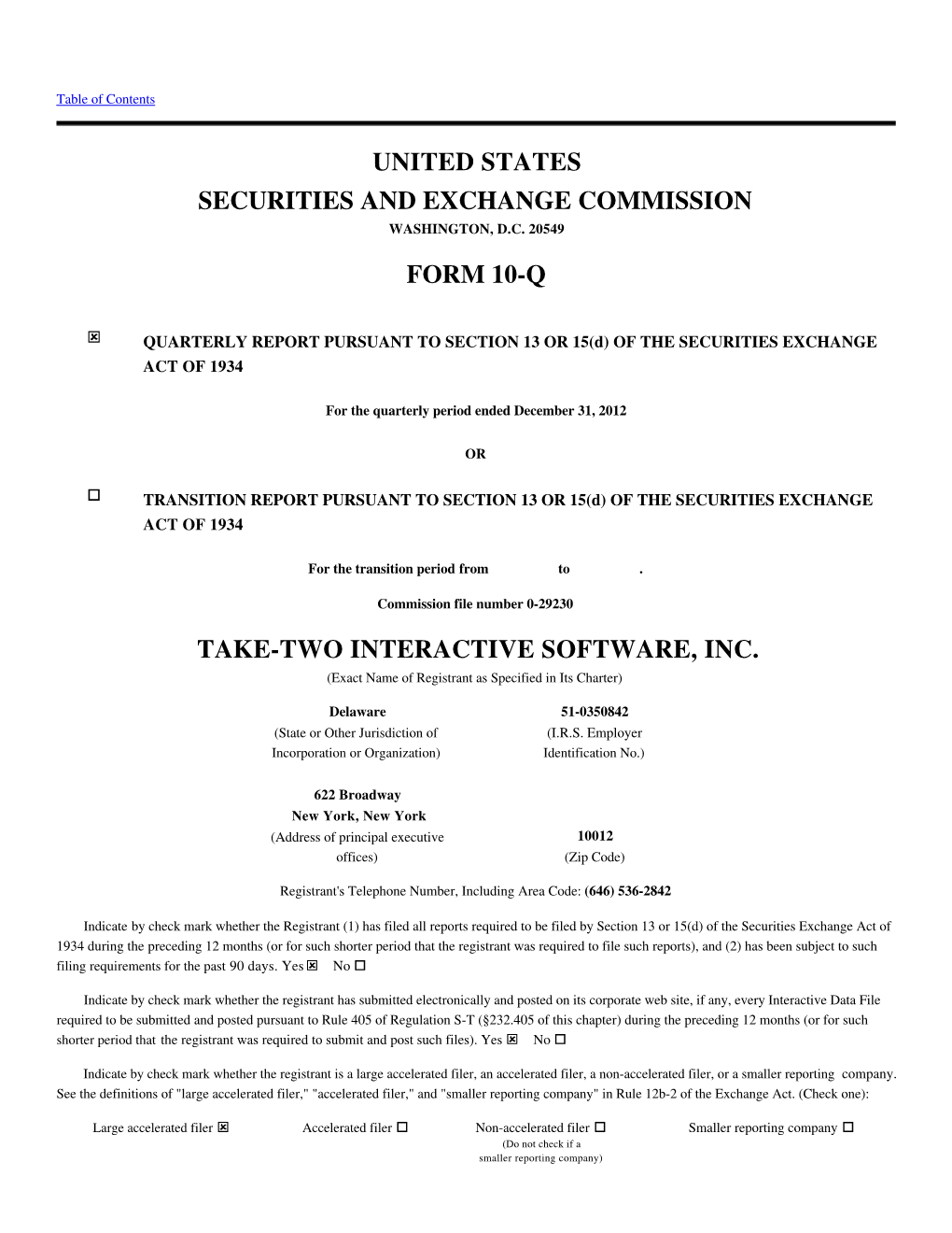 United States Securities and Exchange Commission Form