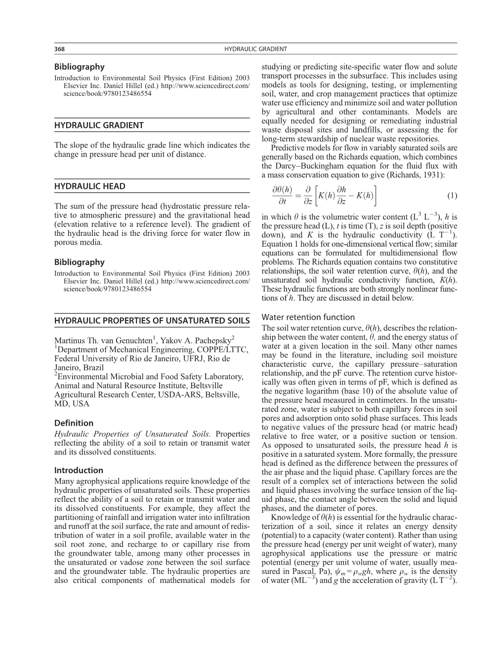 Bibliography HYDRAULIC GRADIENT HYDRAULIC HEAD Bibliography