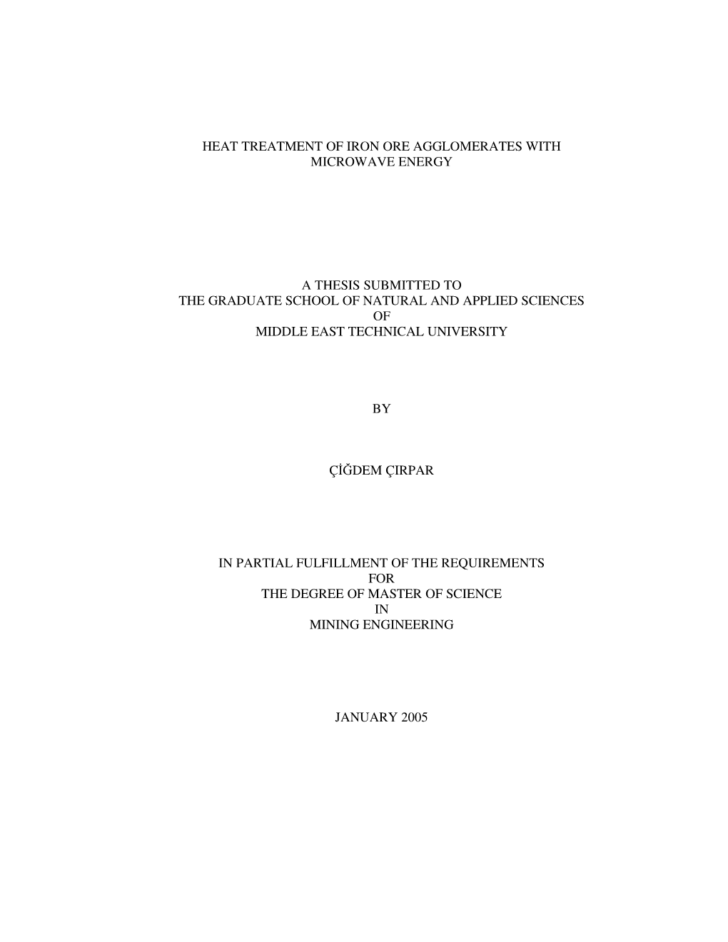 Heat Treatment of Iron Ore Agglomerates with Microwave Energy