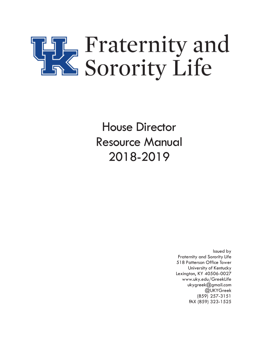 House Director Resource Manual 2018-2019