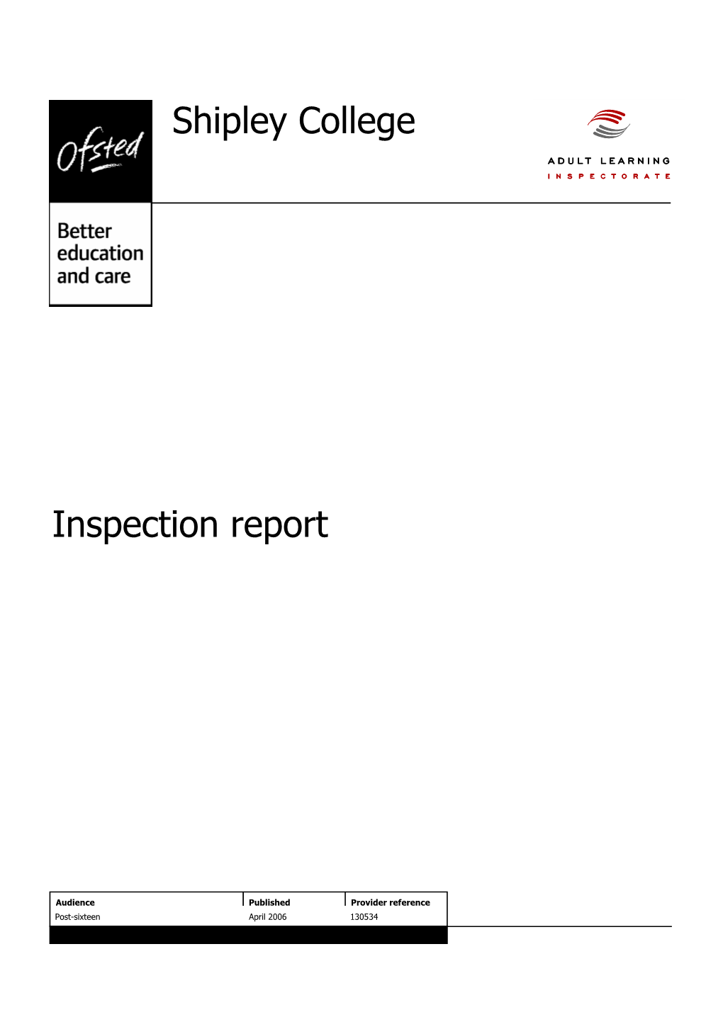 Shipley College Inspection Report