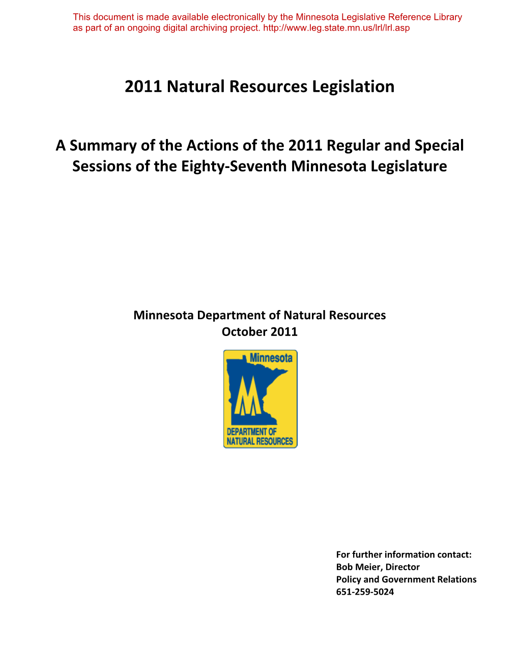 2011 Natural Resources Legislation