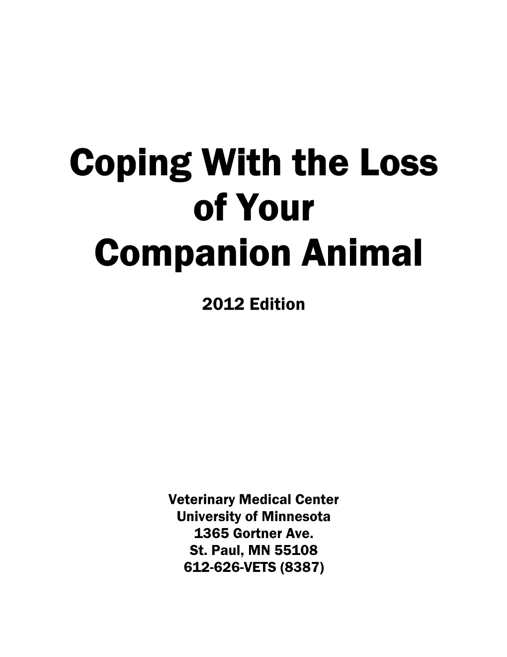 Coping with the Loss of Your Companion Animal