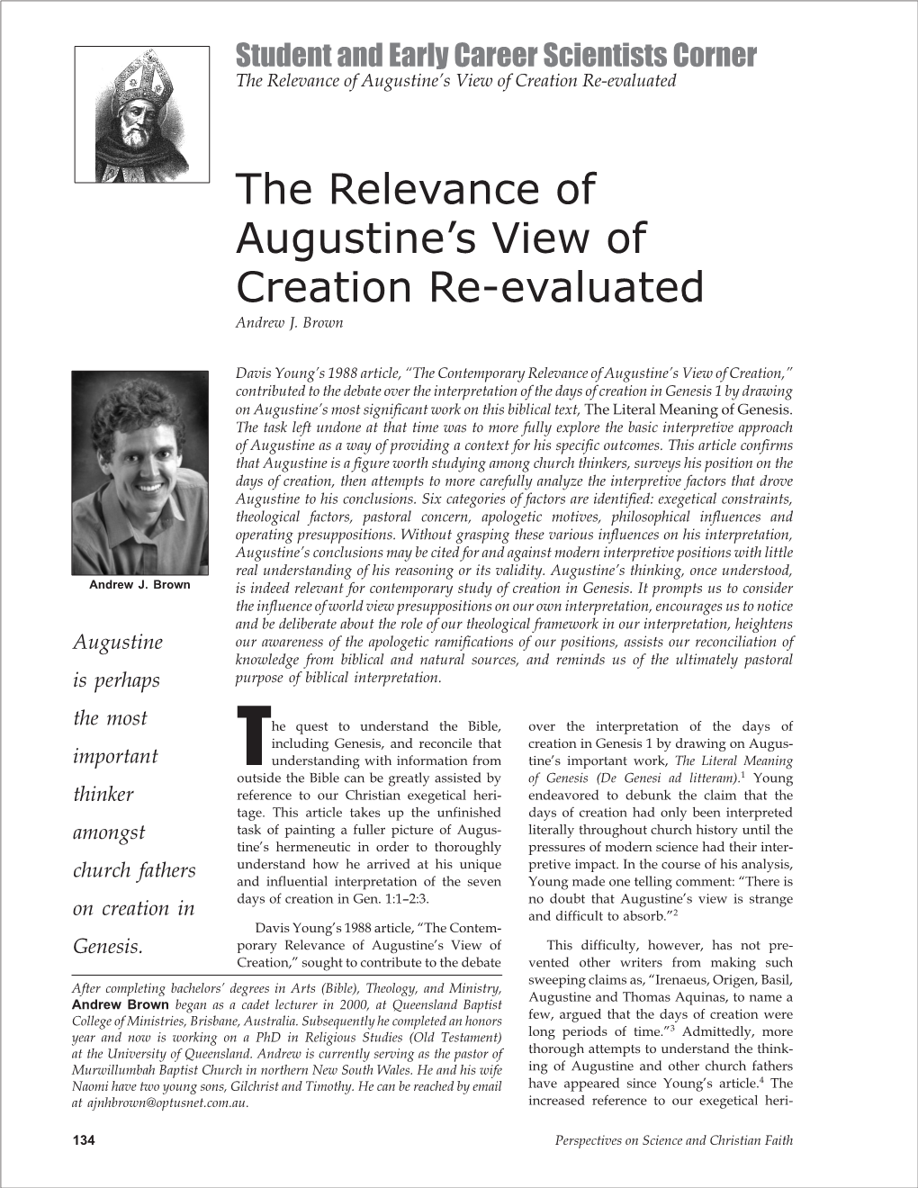 The Relevance of Augustine's View of Creation Re-Evaluated