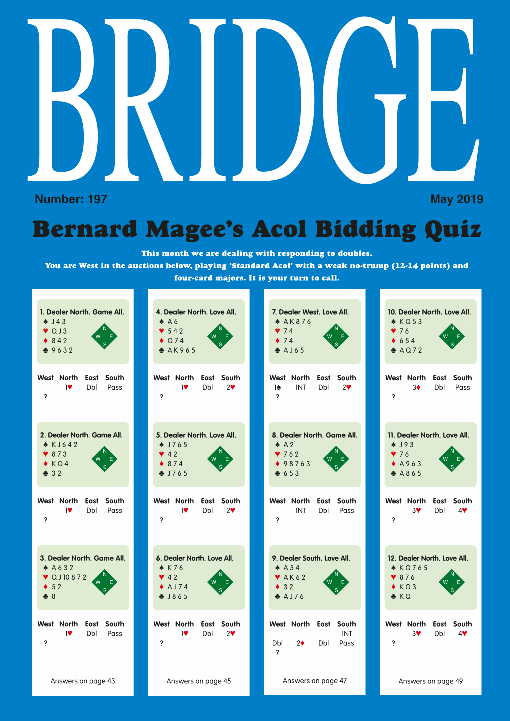 Bernard Magee's Acol Bidding Quiz