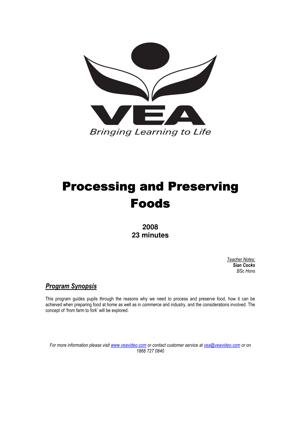 Processing and Preserving Foods