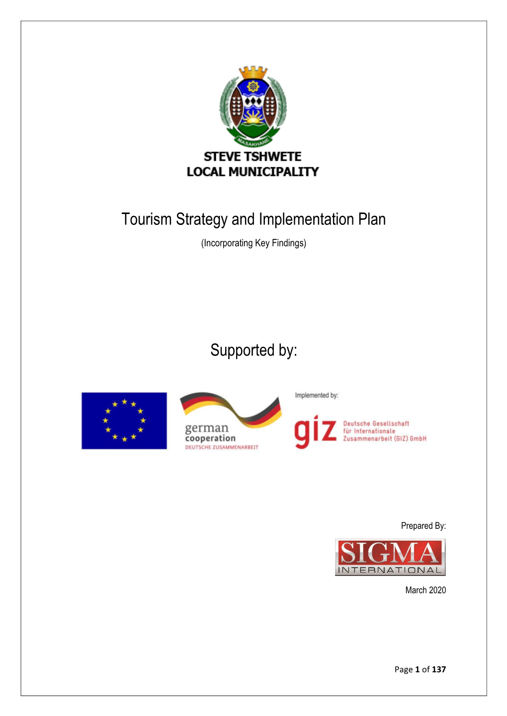 Tourism Strategy and Implementation Plan Supported