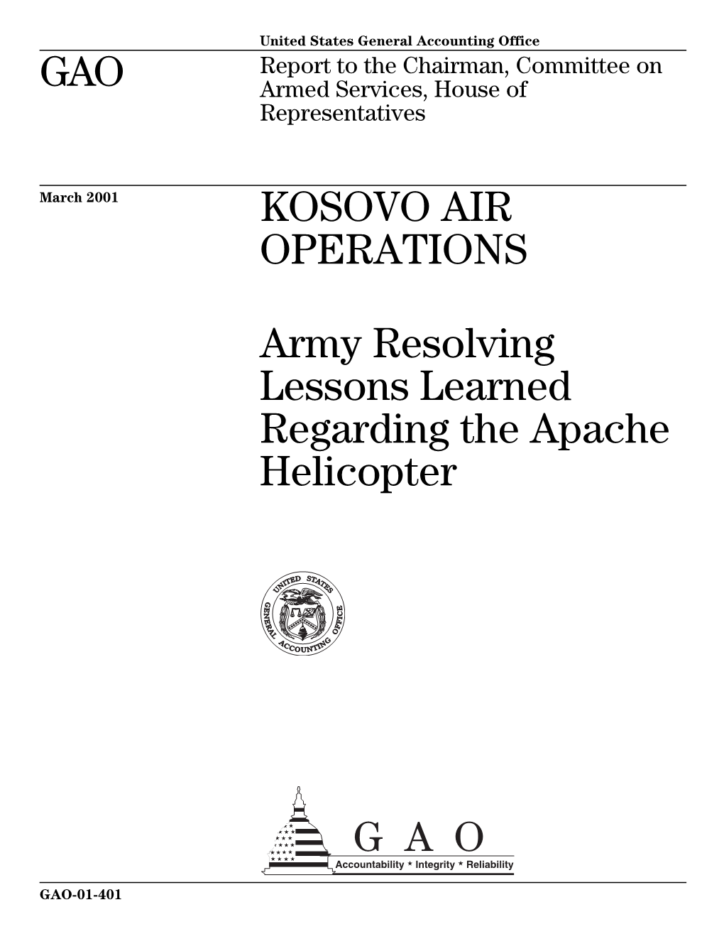 Army Resolving Lessons Learned Regarding the Apache Helicopter