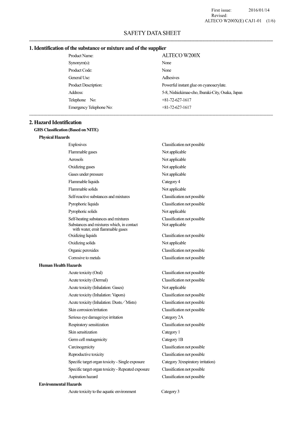 Safety Data Sheet ------1