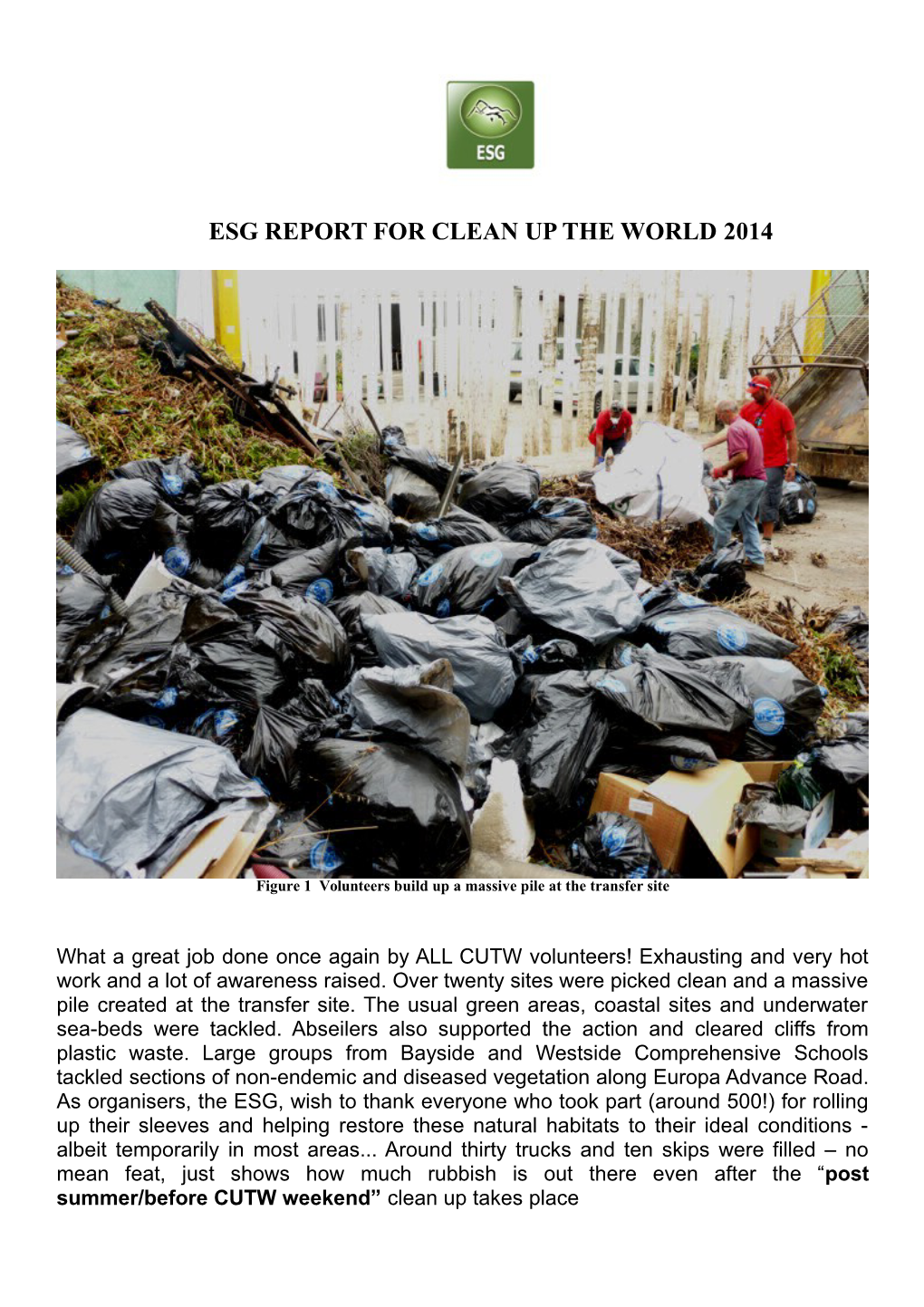 Esg Report for Clean up the World 2014