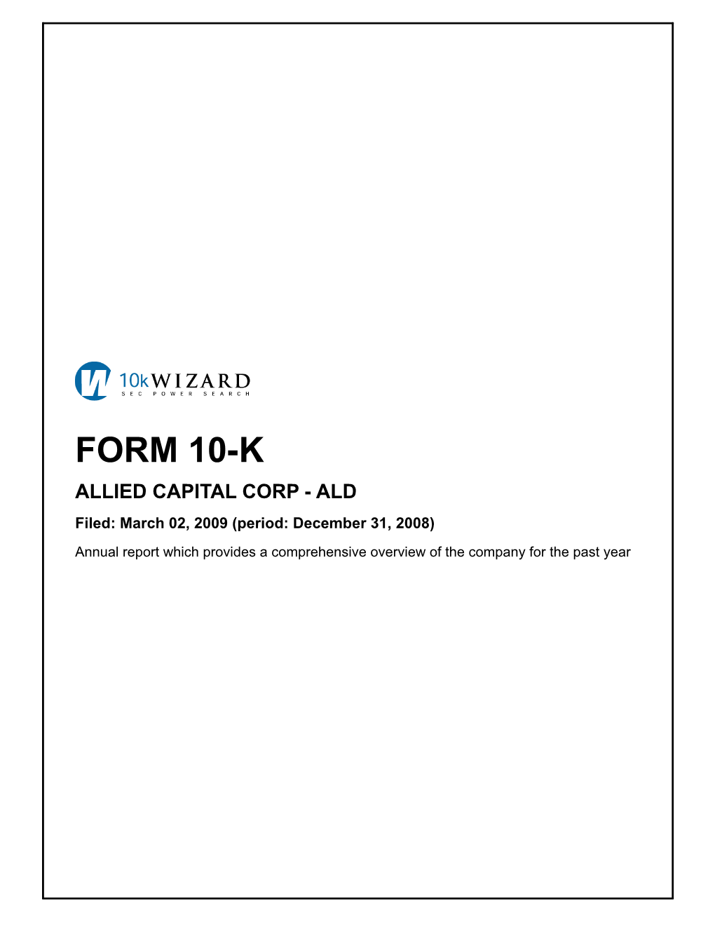 Form 10-K Allied Capital Corp